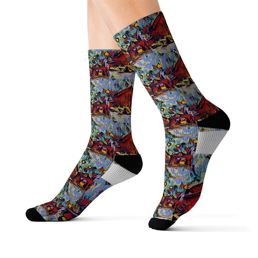 Sublimation Socks ... A Very Abstract "Mountain Winter Scene" ... Original Works. Copyright Phot's Photo_LODA: Les Objets D'Art. December 2023 ...
