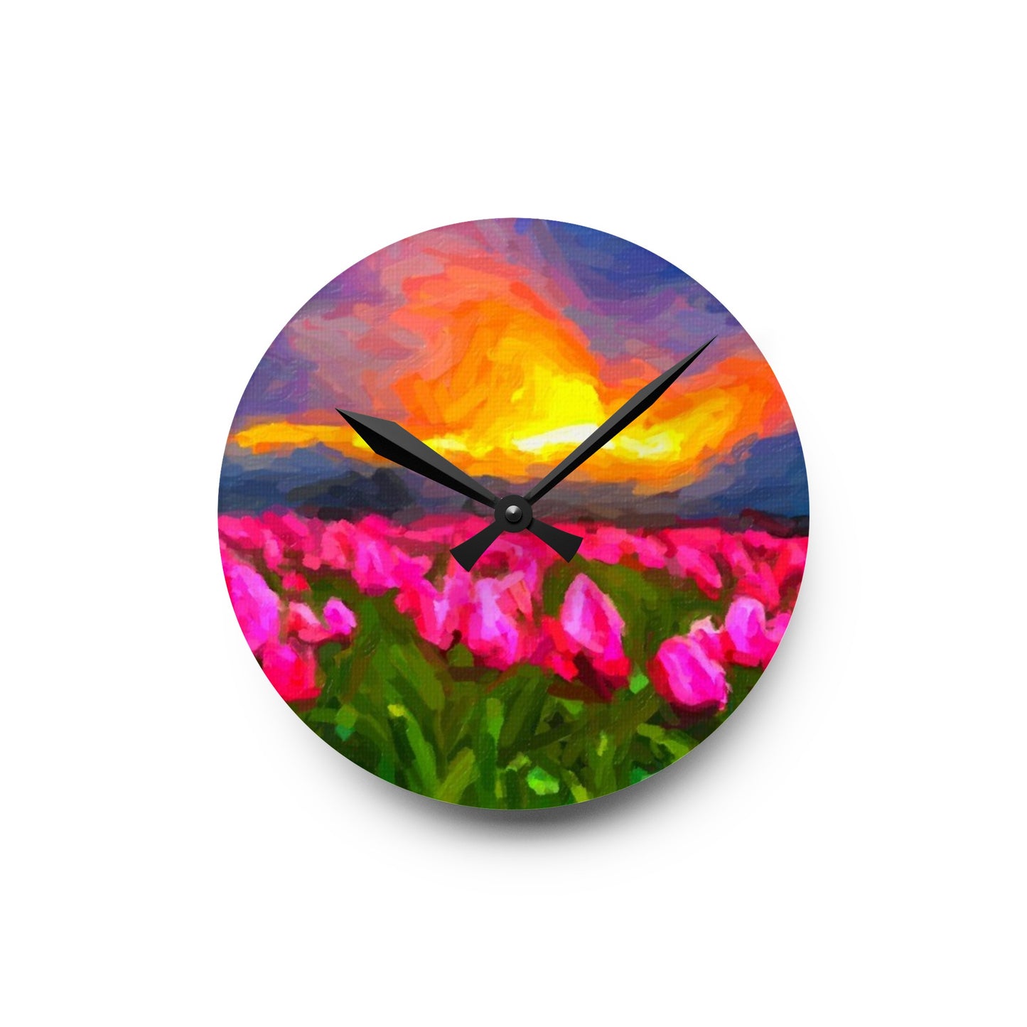 Acrylic Wall Clock ... Skagit Valley Tulips ... Skagit Valley, Washington ... Family Archives ... Original Works ... Circa 1980's ...