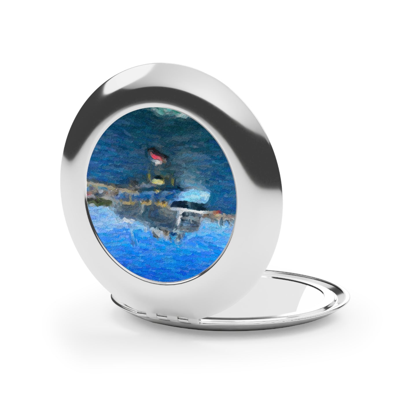 Compact Travel Mirror ... Into Vancouver Harbor We Arrive: Celebrity Edge-Cruise ... Vancouver, British Columbia ... June 2024 ... Original Works