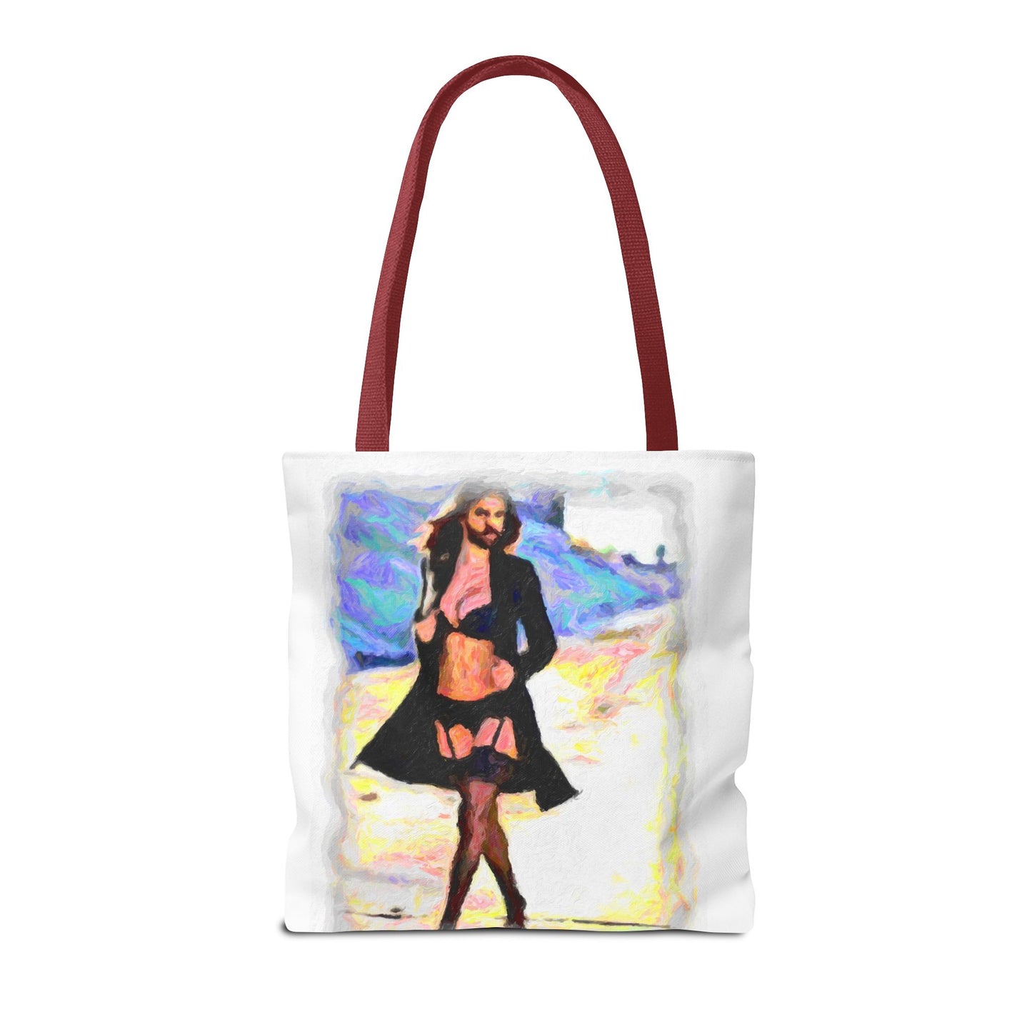 Tote Bag (AOP) ... The Low Spark of High_HEELED_Boys ... 'Garterbelt & Bra Inclusive!' ... Original Works ...