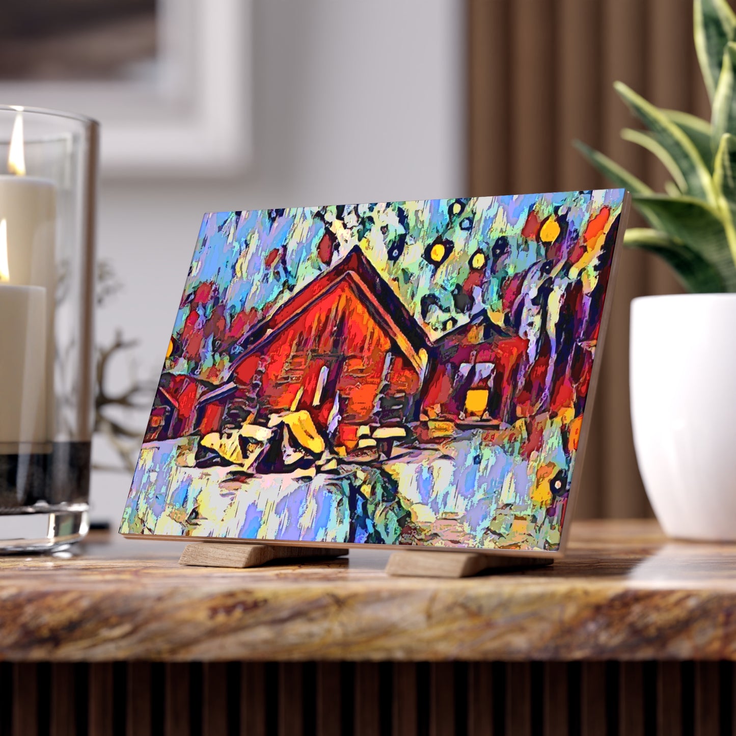 Ceramic Photo Tile ... A Very Abstract "Mountain Winter Scene" ... Original Works. Copyright Phot's Photo_LODA: Les Objets D'Art. December 2023 ...