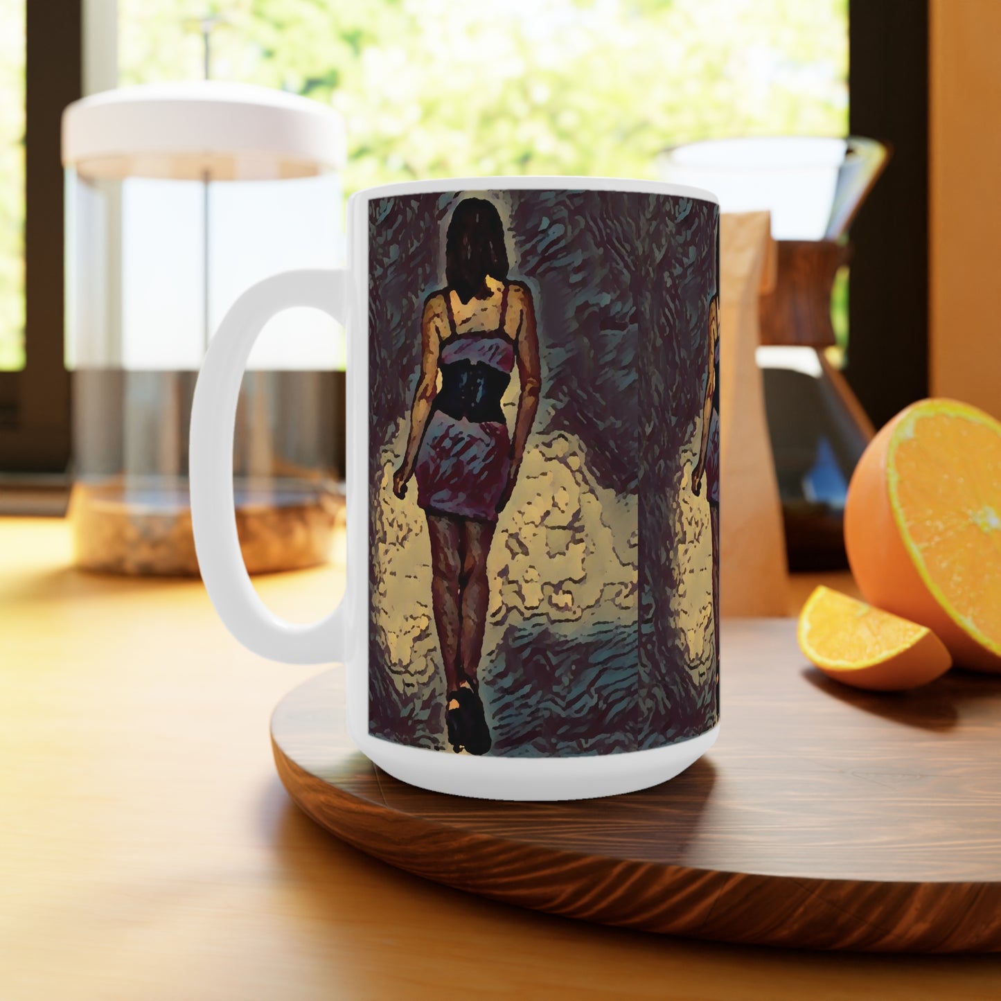 White Ceramic Mug, 11oz and 15oz ...  I'll Walk 'A-Hundred-Miles' In Stilettos ... Original Works ... June 2023. Central Idaho, USA ...