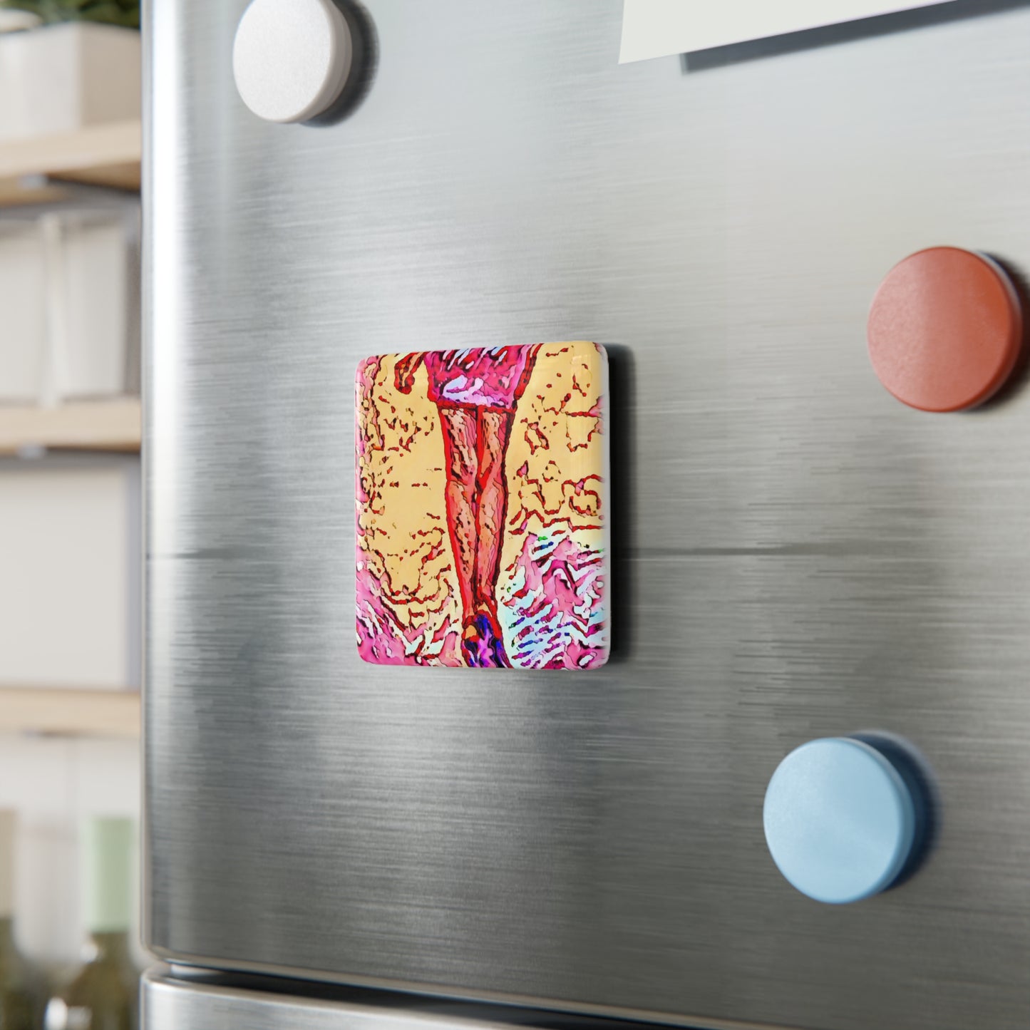 Porcelain Magnet, Square ...  I'll Walk 'A-Hundred-Miles' In Stilettos ... Original Works ... June 2023. Central Idaho, USA ...