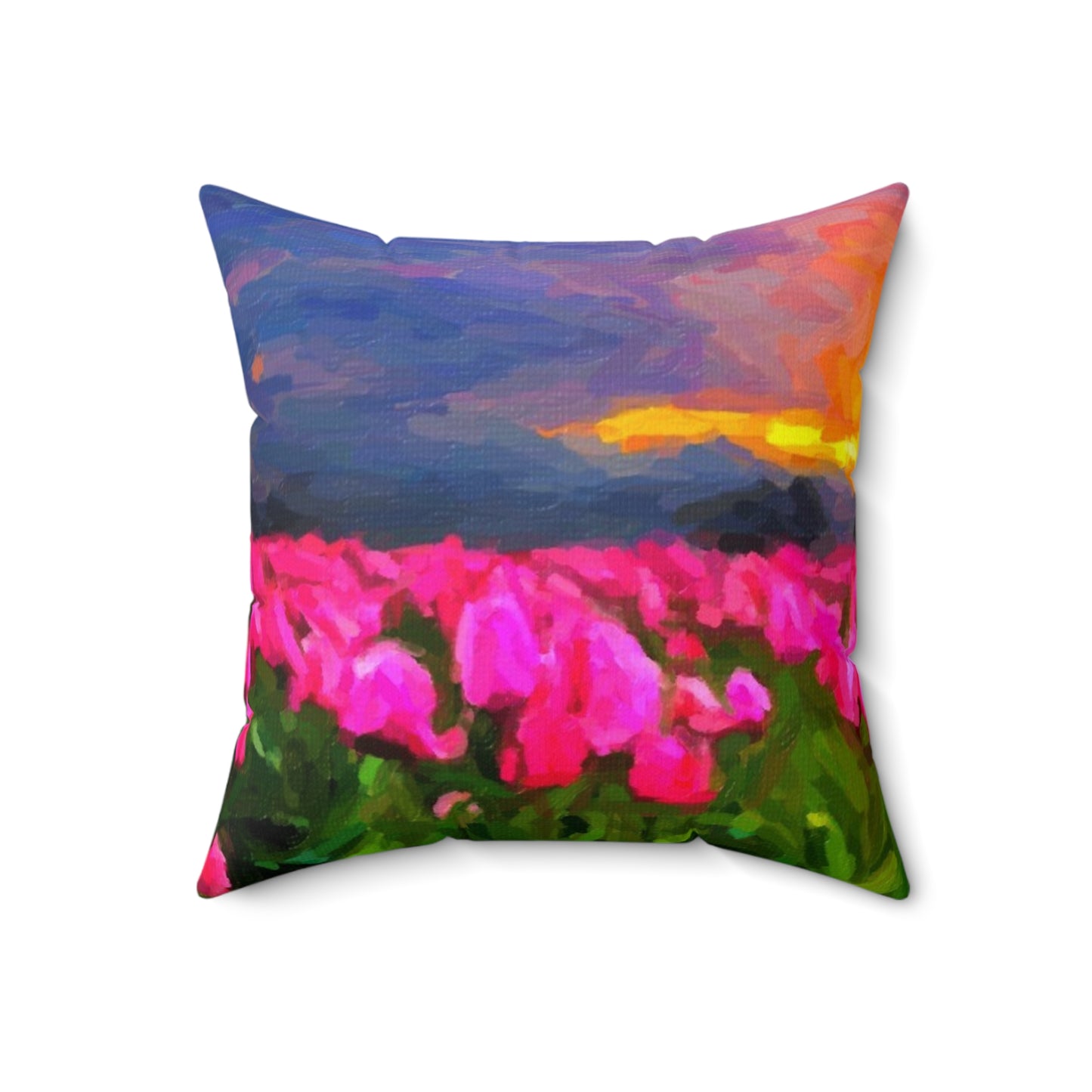 Spun Polyester Square Pillow ... Skagit Valley Tulips ... Skagit Valley, Washington ... Family Archives ... Original Works ... Circa 1980's ...