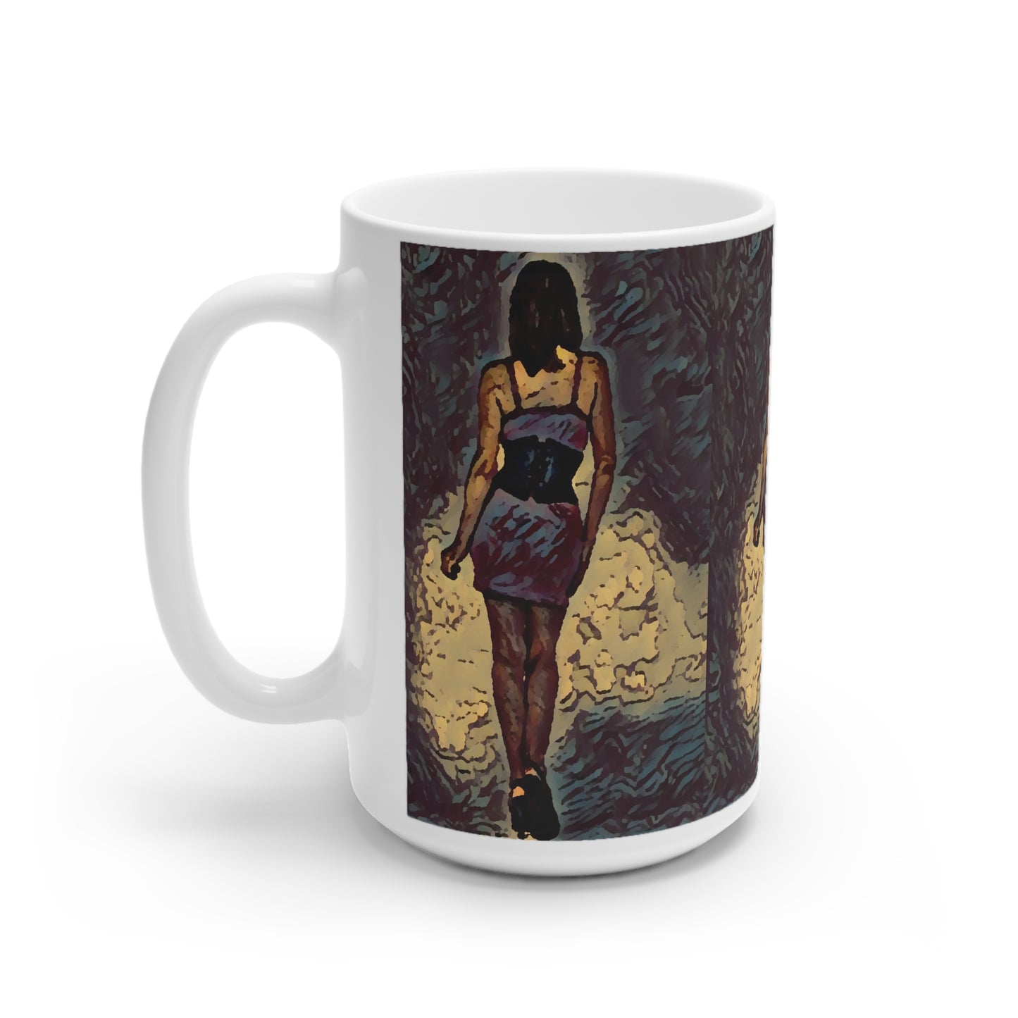 White Ceramic Mug, 11oz and 15oz ...  I'll Walk 'A-Hundred-Miles' In Stilettos ... Original Works ... June 2023. Central Idaho, USA ...