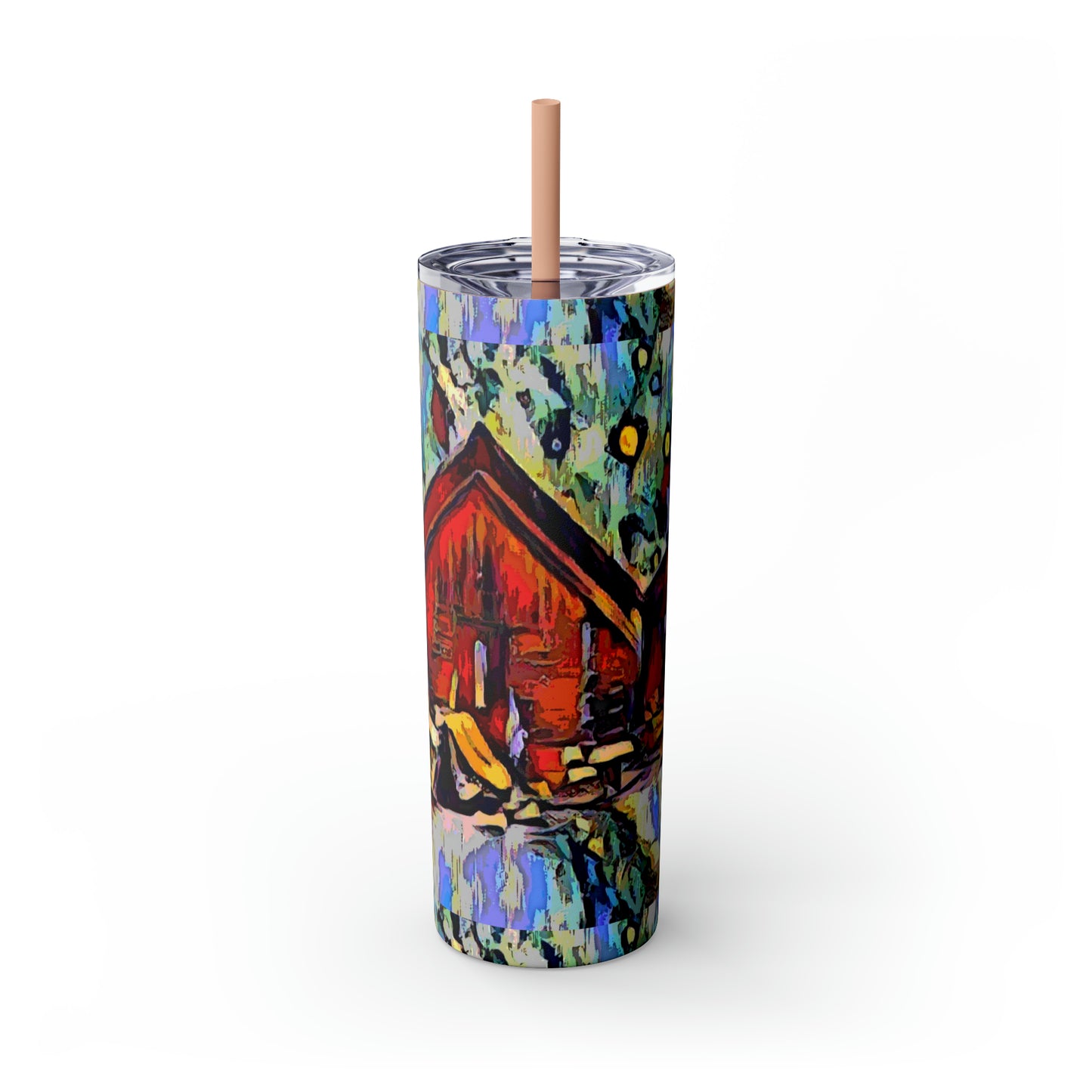 Skinny Tumbler with Straw, 20oz ... A Very Abstract "Mountain Winter Scene" ... Original Works. Copyright Phot's Photo_LODA: Les Objets D'Art. December 2023 ...