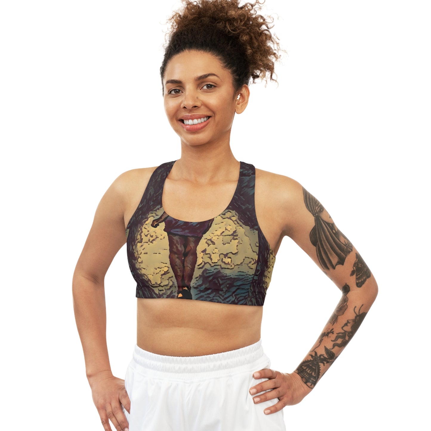 Seamless Sports Bra (AOP) ...  I'll Walk 'A-Hundred-Miles' In Stilettos ... Original Works ... June 2023. Central Idaho, USA ...