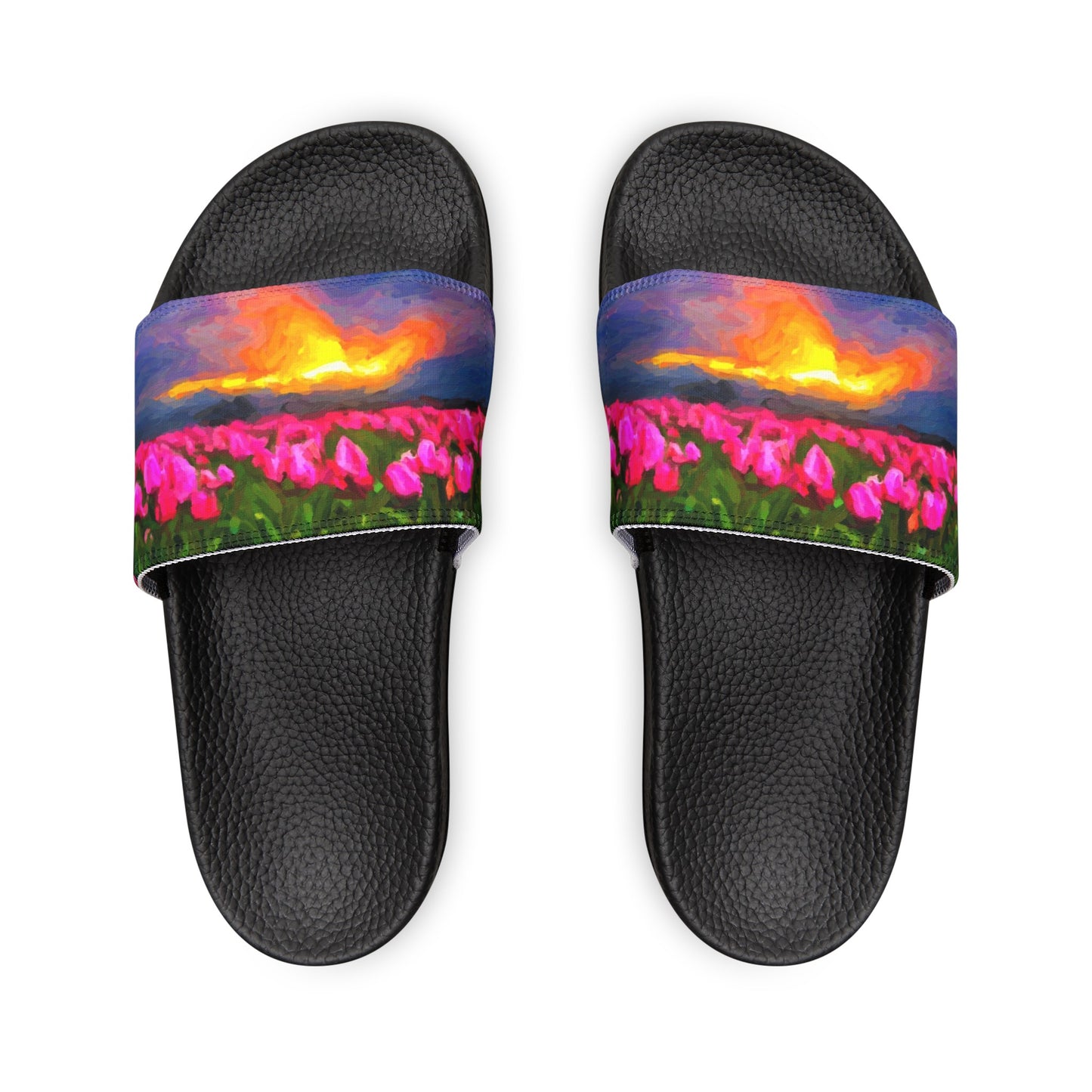 Men's PU Slide Sandals ... Skagit Valley Tulips ... Skagit Valley, Washington ... Family Archives ... Original Works ... Circa 1980's ...