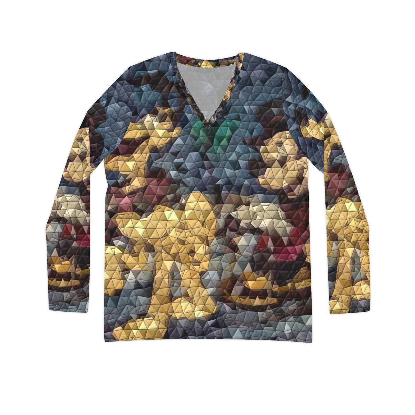 Women's Long Sleeve V-neck Shirt (AOP) ... Mickey_N_Minnie Mouse & Pluto ... "A Winter Sleigh Ride" ... Original Works. Winter 2023 ...