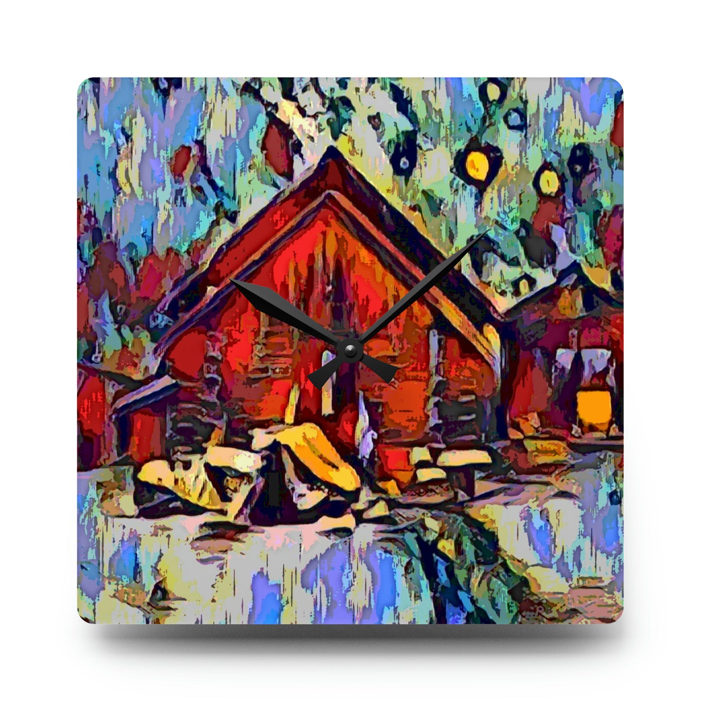 Acrylic Wall Clock ... A Very Abstract "Mountain Winter Scene" ... Original Works. Copyright Phot's Photo_LODA: Les Objets D'Art. December 2023 ...