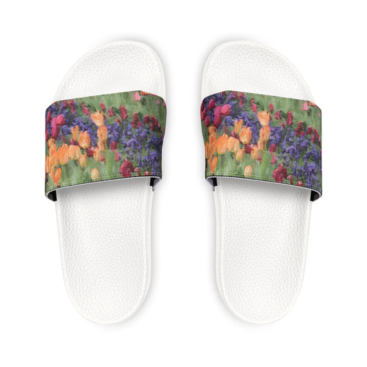 Men's PU Slide Sandals ... Skagit Valley Tulips ... Skagit Valley, Washington ... Family Archives ... Original Works ... Circa 1980's ...