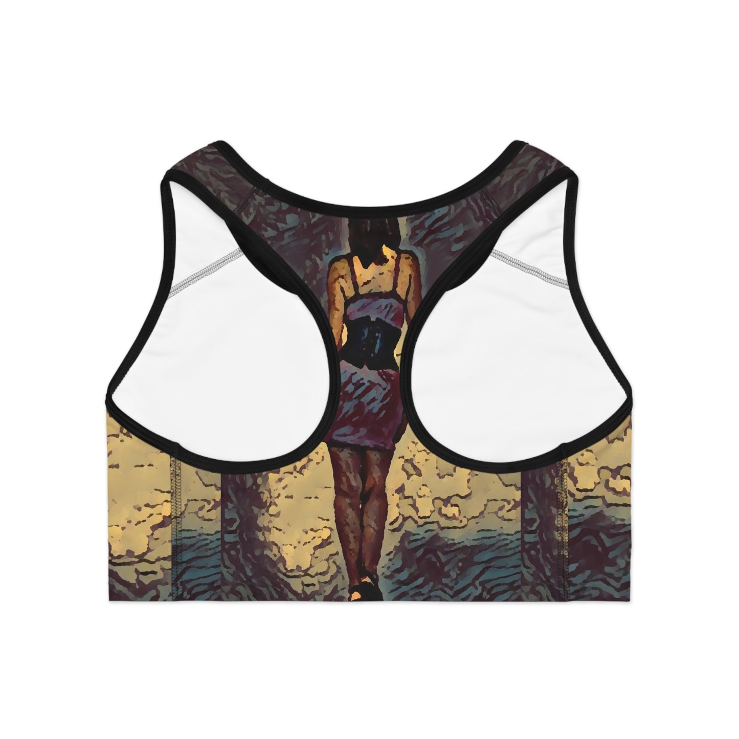 Sports Bra (AOP) ...  I'll Walk 'A-Hundred-Miles' In Stilettos ... Original Works ... June 2023. Central Idaho, USA ...