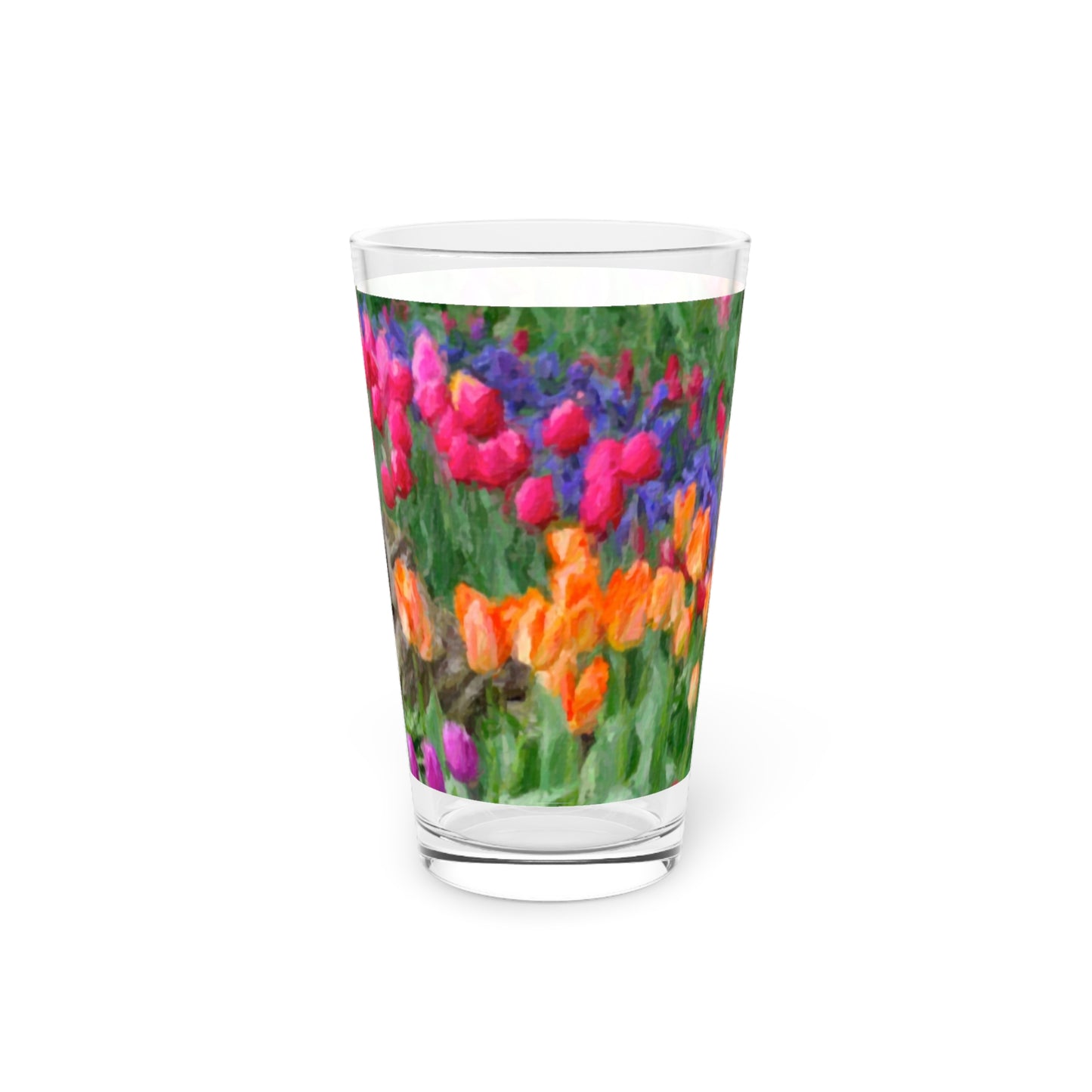 Pint Glass, 16oz ... Skagit Valley Tulips ... Skagit Valley, Washington ... Family Archives ... Original Works ... Circa 1980's ...