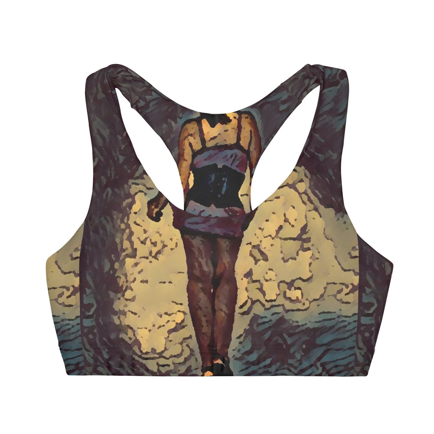 Girls' Double Lined Seamless Sports Bra (AOP) ...  I'll Walk 'A-Hundred-Miles' In Stilettos ... Original Works ... June 2023. Central Idaho, USA ...