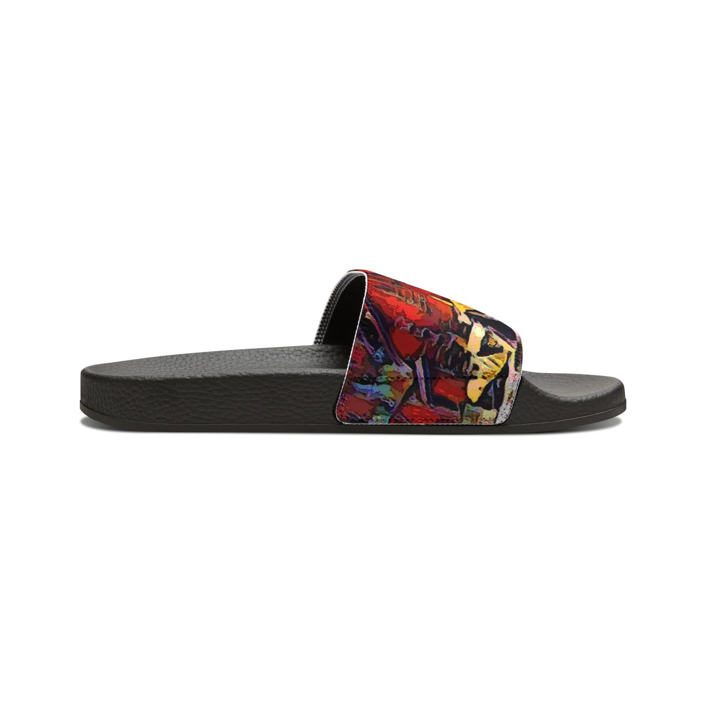 Men's PU Slide Sandals ... A Very Abstract "Mountain Winter Scene" ... Original Works. Copyright Phot's Photo_LODA: Les Objets D'Art. December 2023 ...