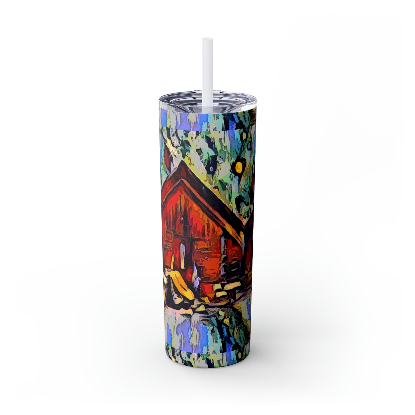 Skinny Tumbler with Straw, 20oz ... A Very Abstract "Mountain Winter Scene" ... Original Works. Copyright Phot's Photo_LODA: Les Objets D'Art. December 2023 ...