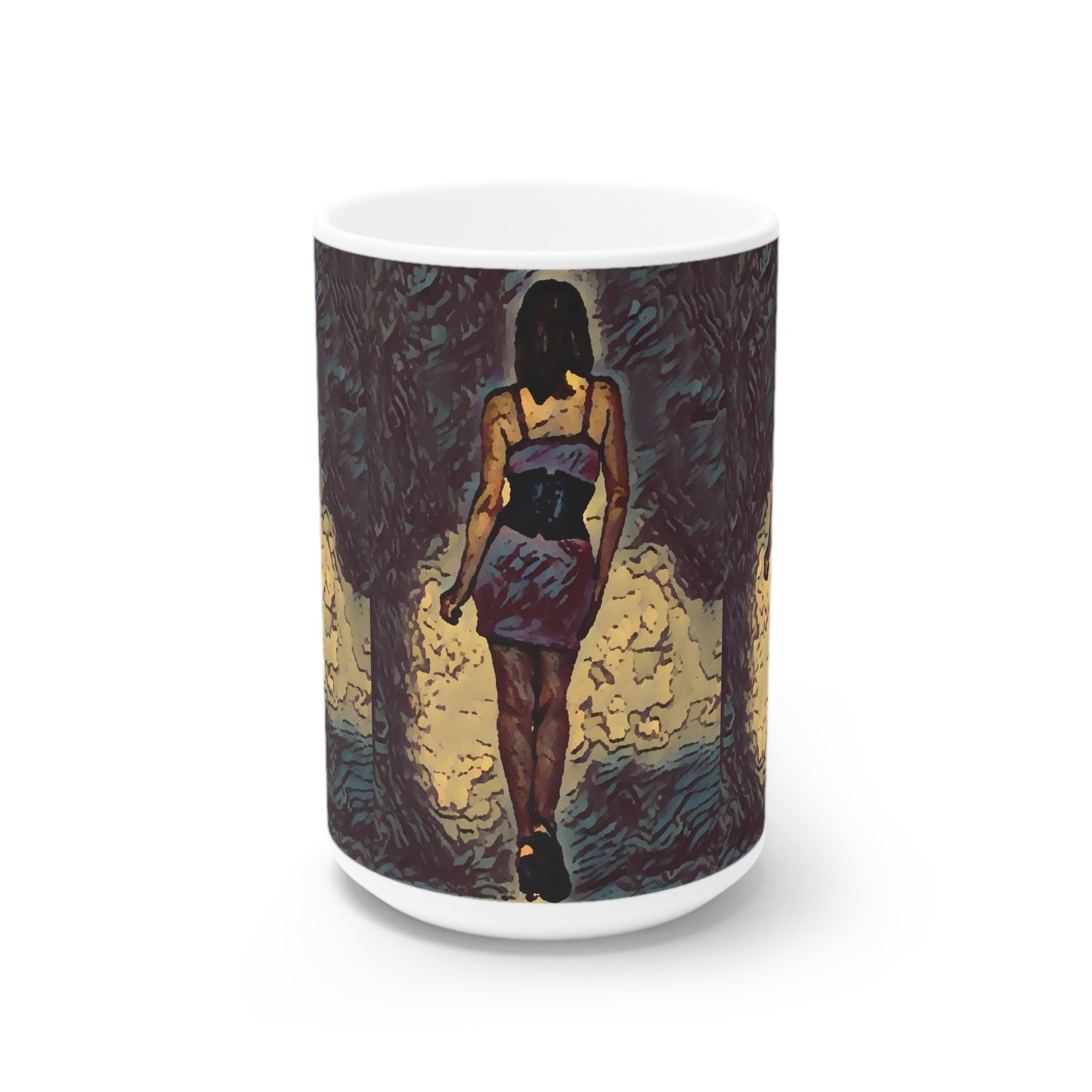 White Ceramic Mug, 11oz and 15oz ...  I'll Walk 'A-Hundred-Miles' In Stilettos ... Original Works ... June 2023. Central Idaho, USA ...
