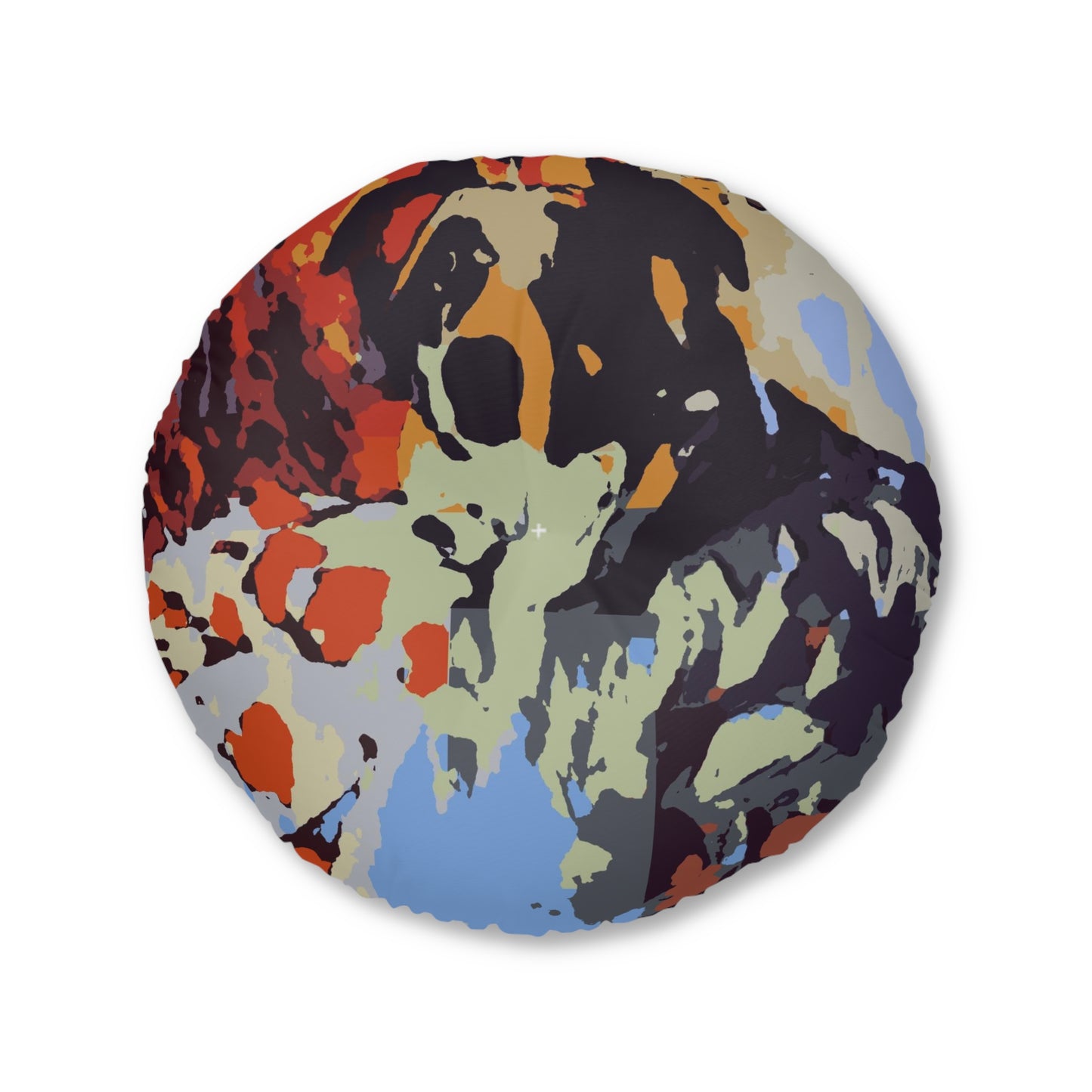 Tufted Floor Pillow, Round ... Ozzy-Hippensteel ... "Don't Cry Now ... Dry-Your-Eyes ... On-The-Wind". Original Works. May 2023.