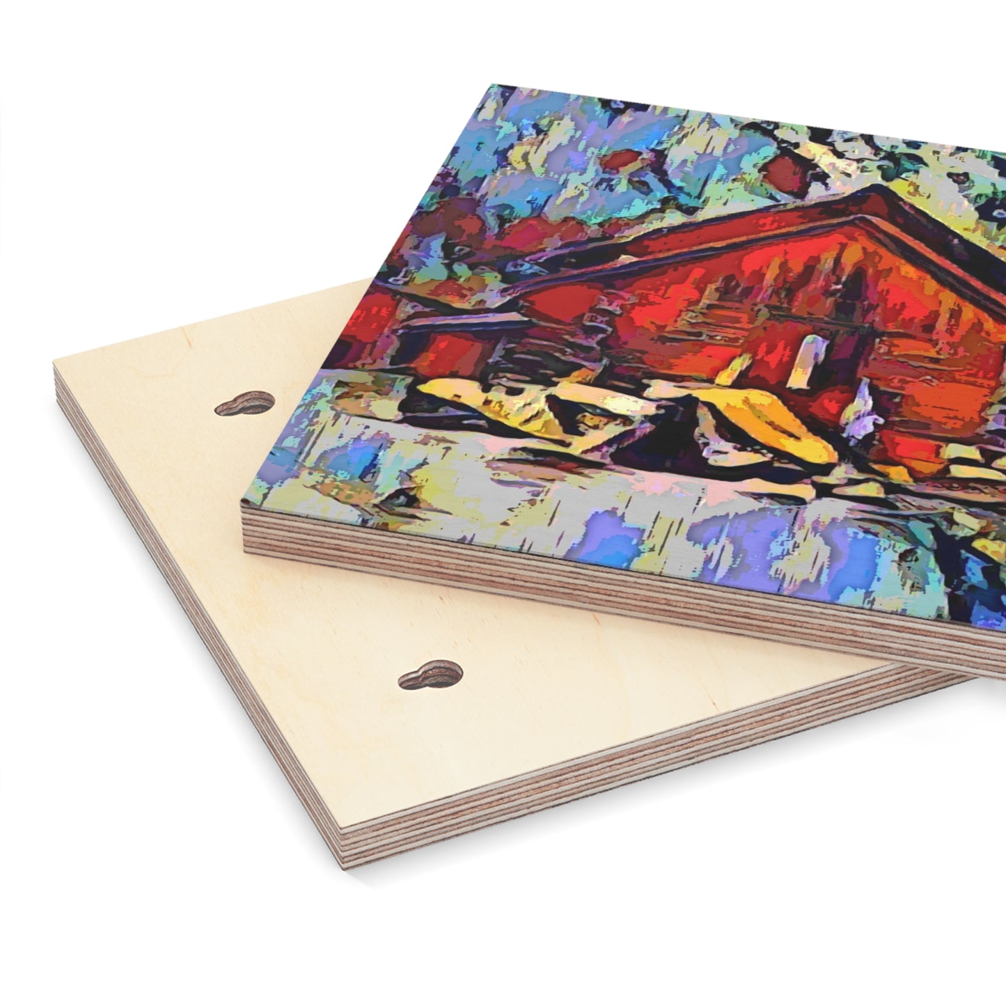 Wood Canvas ... A Very Abstract "Mountain Winter Scene" ... Original Works. Copyright Phot's Photo_LODA: Les Objets D'Art. December 2023 ...