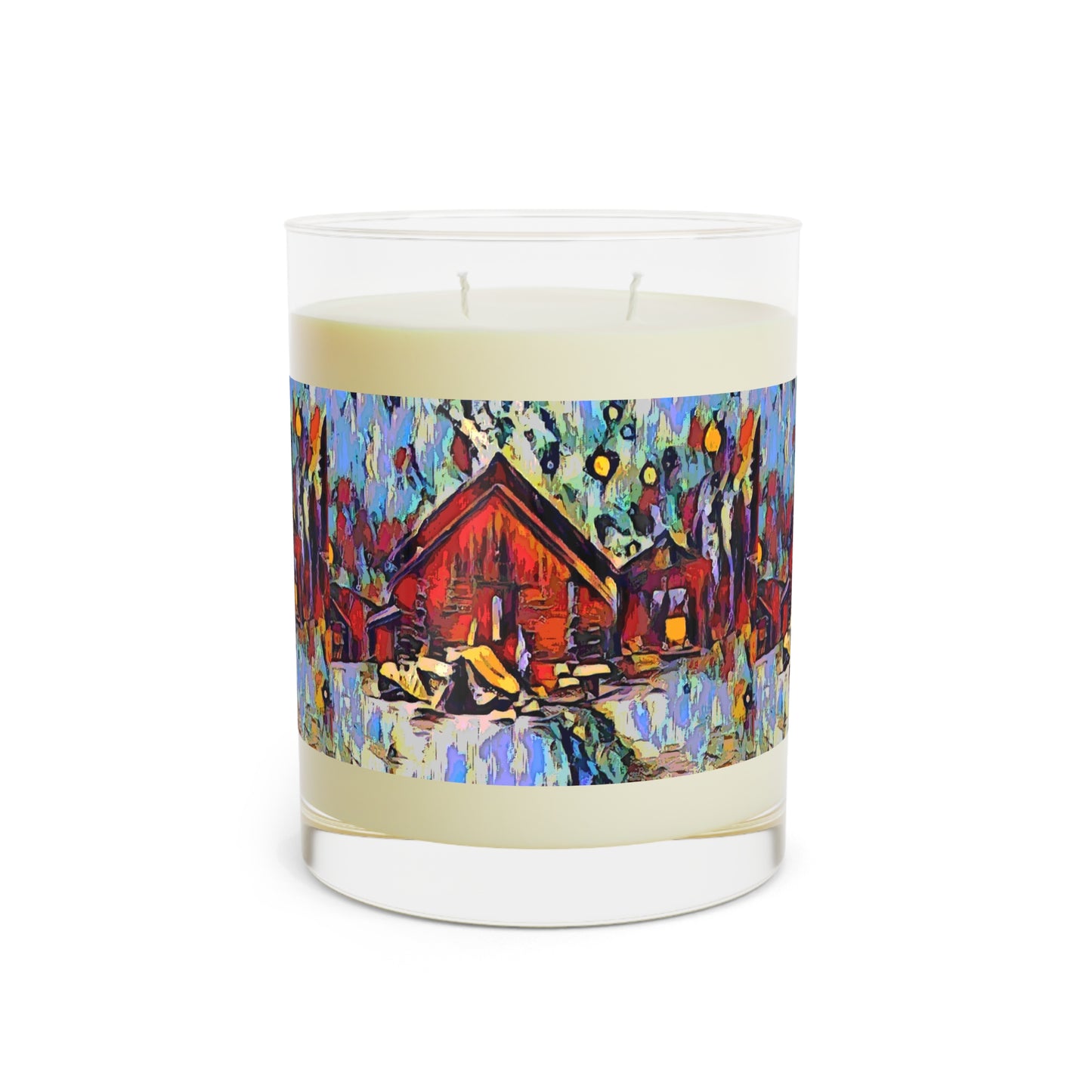 Scented Candle - Full Glass, 11oz ... A Very Abstract "Mountain Winter Scene" ... Original Works. Copyright Phot's Photo_LODA: Les Objets D'Art. December 2023 ...