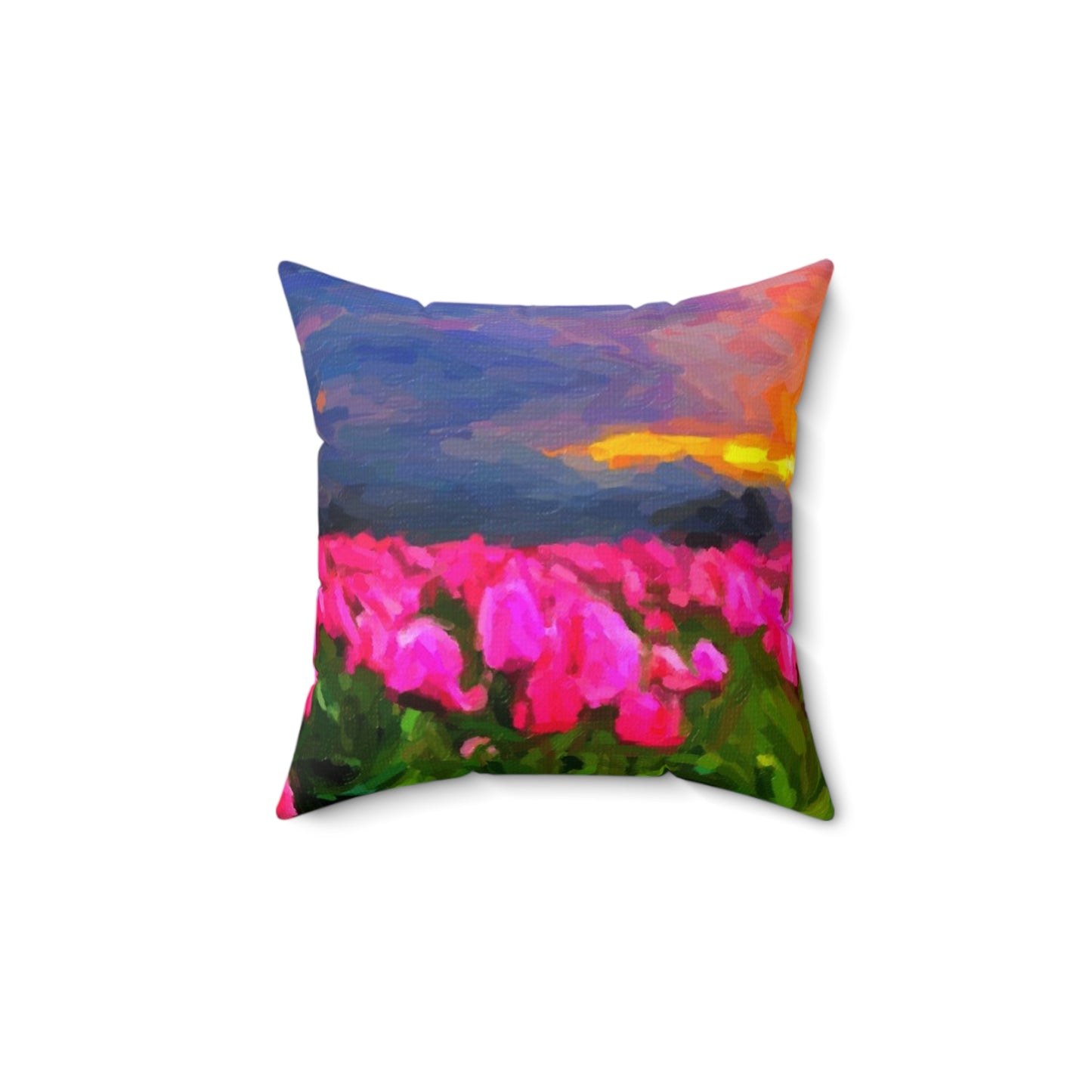 Spun Polyester Square Pillow ... Skagit Valley Tulips ... Skagit Valley, Washington ... Family Archives ... Original Works ... Circa 1980's ...