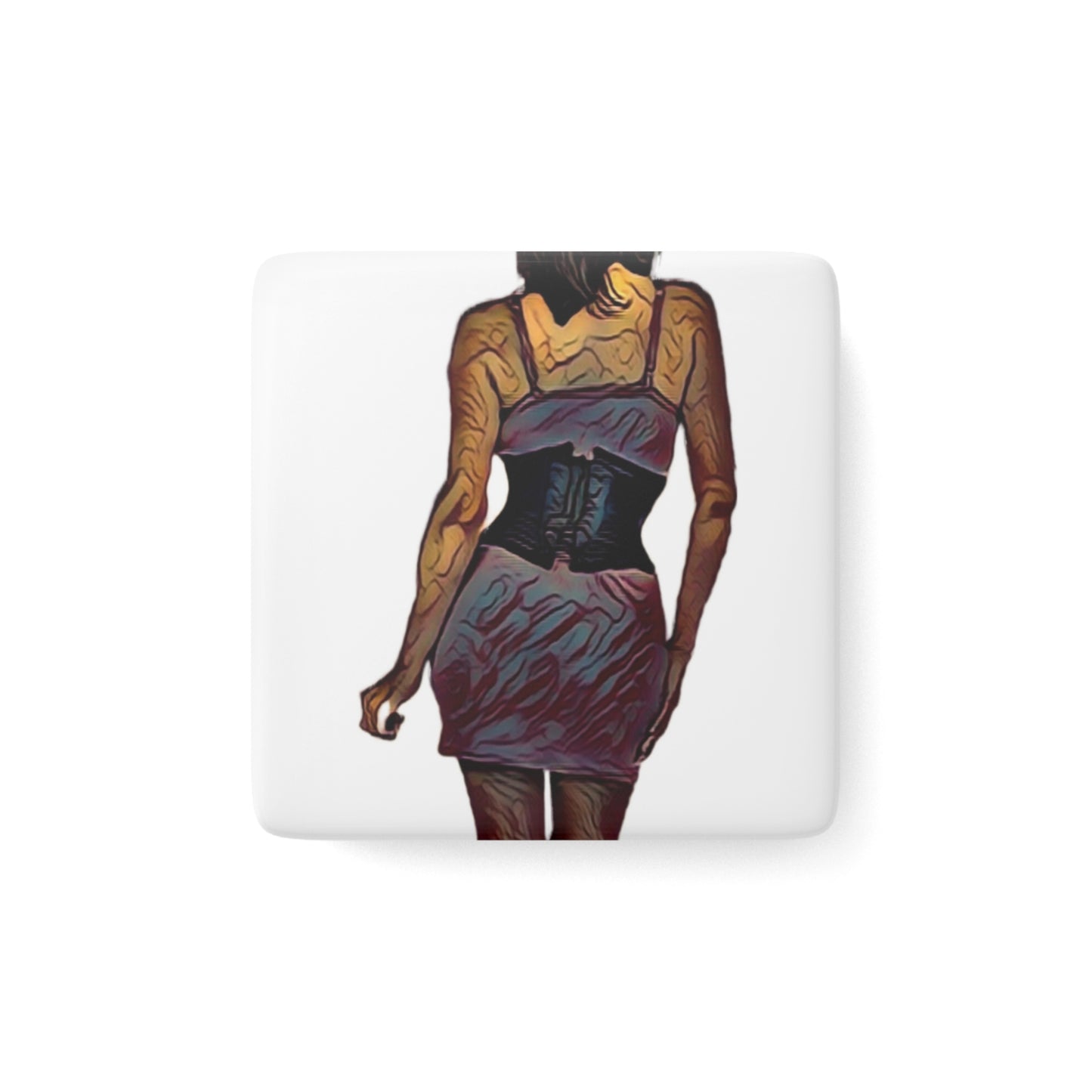 Porcelain Magnet, Square ...  I'll Walk 'A-Hundred-Miles' In Stilettos ... Original Works ... June 2023. Central Idaho, USA ...