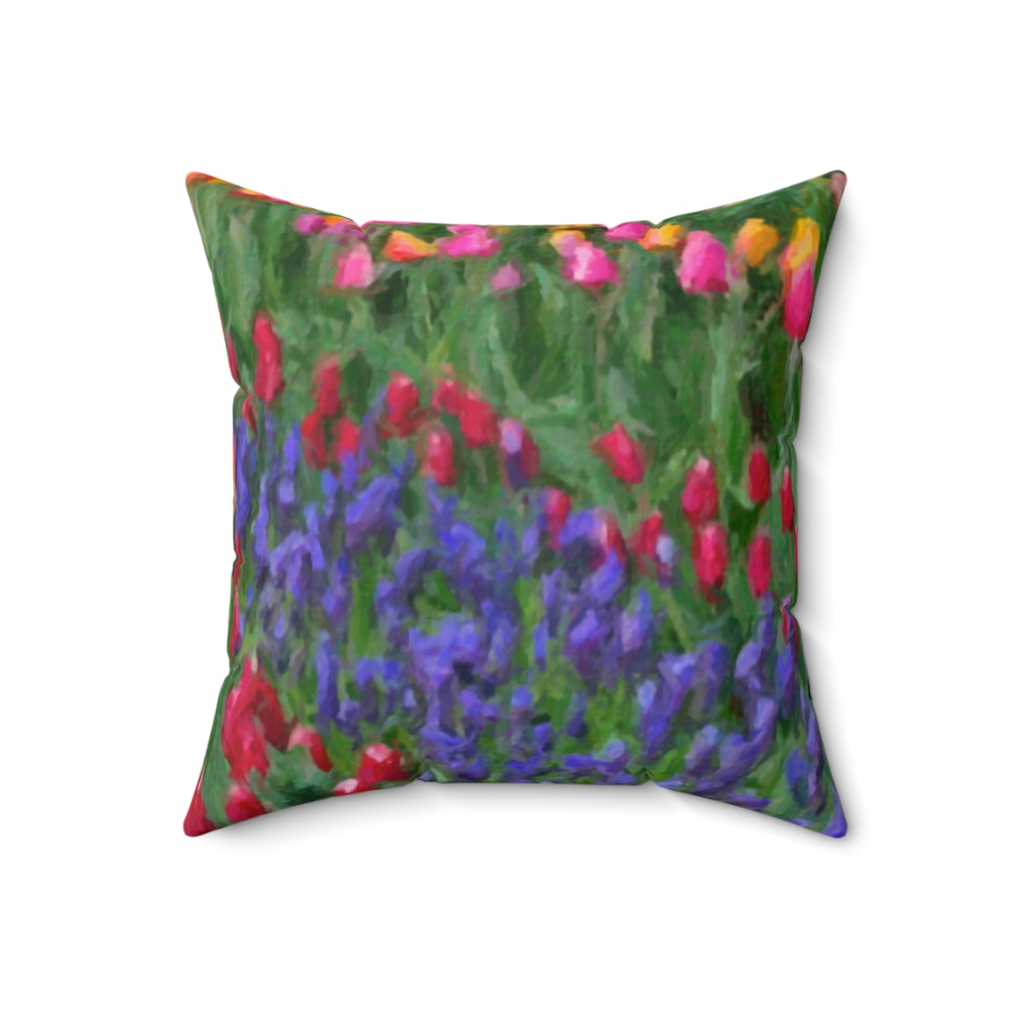 Spun Polyester Square Pillow ...Skagit Valley Tulips ... Skagit Valley, Washington ... Family Archives ... Original Works ... Circa 1980's ...