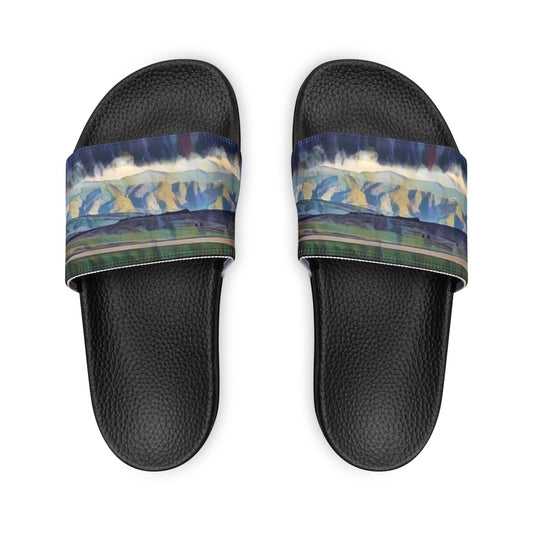 Women's PU Slide Sandals ... On-The-Prairie .. "The Storm Is Brewing" ... Central Idaho: November 2023 ... Original Works ...