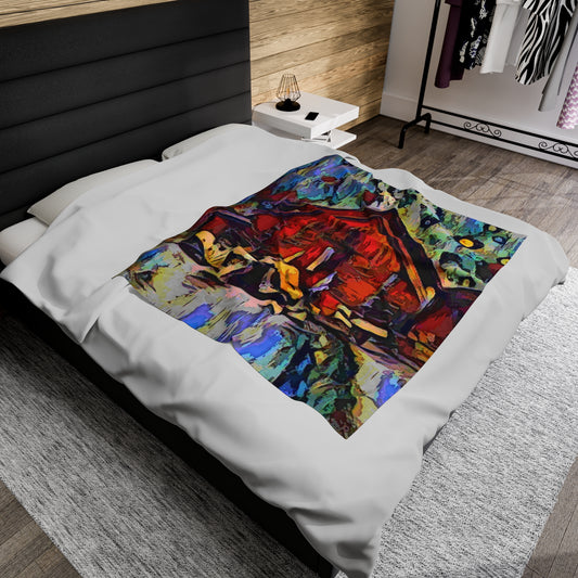 Velveteen Plush Blanket ... A Very Abstract "Mountain Winter Scene" ... Original Works. Copyright Phot's Photo_LODA: Les Objets D'Art. December 2023 ...