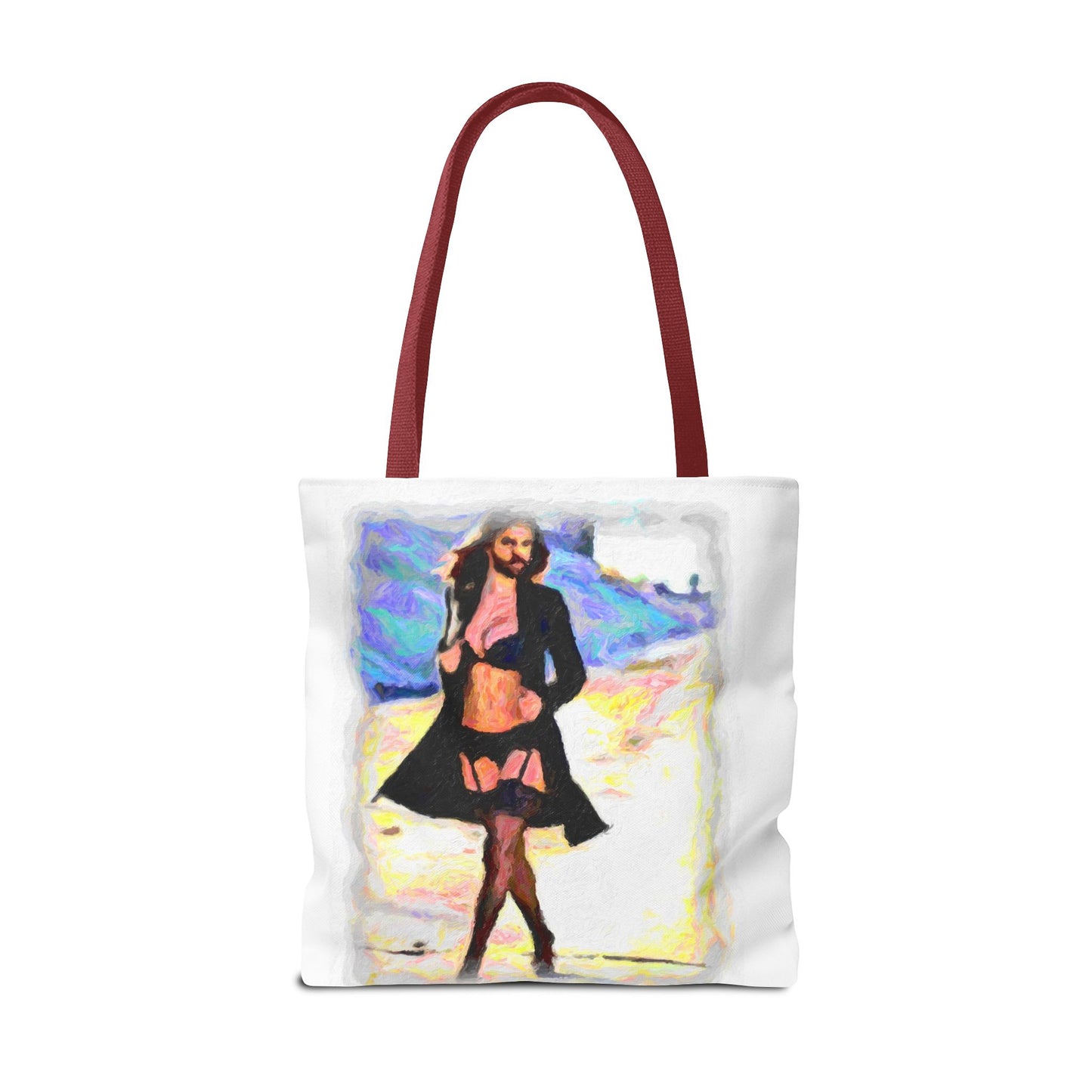 Tote Bag (AOP) ... The Low Spark of High_HEELED_Boys ... 'Garterbelt & Bra Inclusive!' ... Original Works ...
