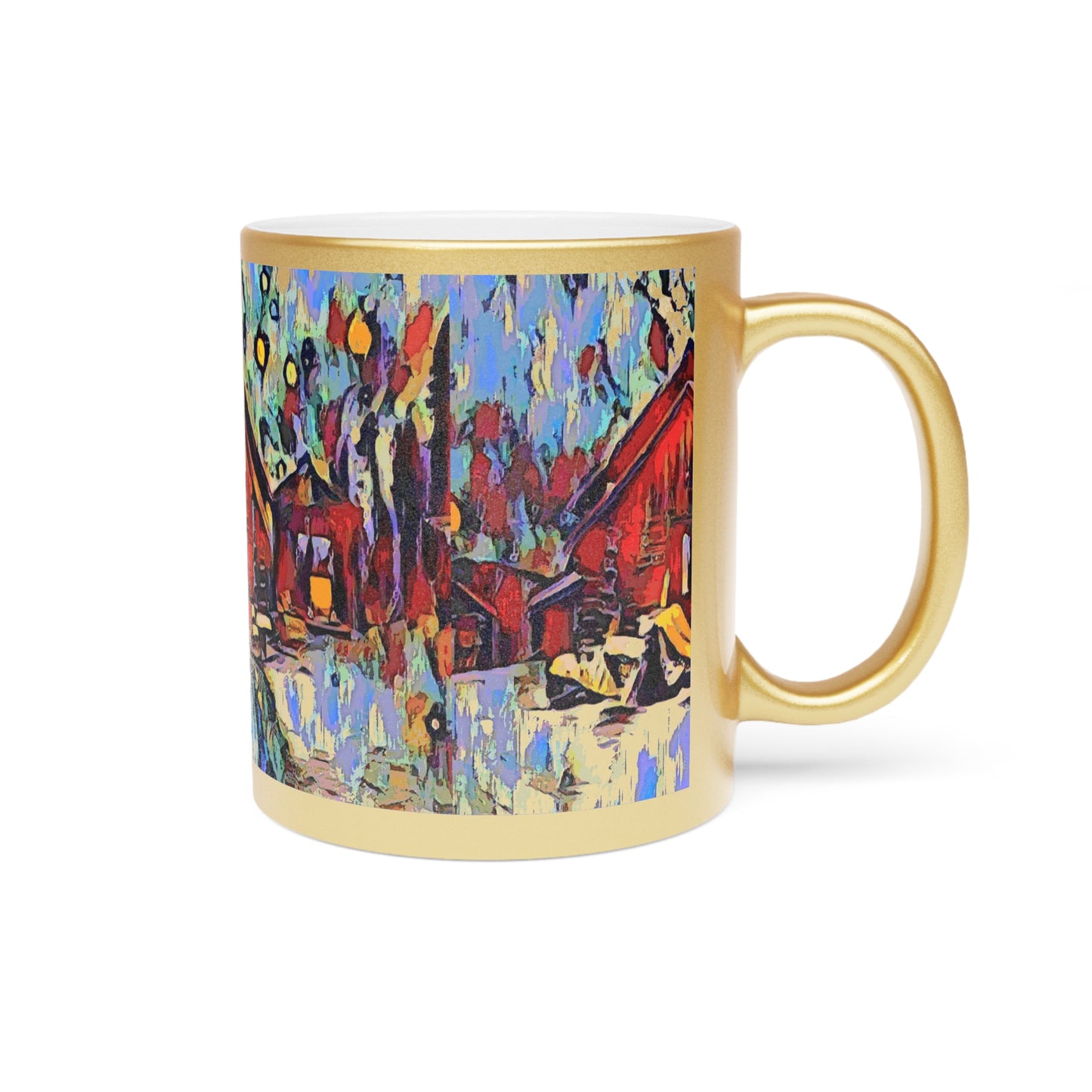 Metallic Mug (Silver\Gold) ... A Very Abstract "Mountain Winter Scene" ... Original Works. Copyright Phot's Photo_LODA: Les Objets D'Art. December 2023 ...