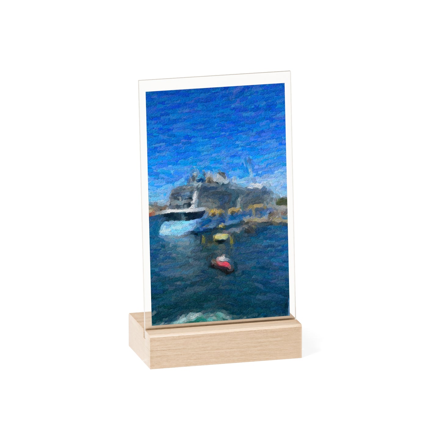 Acrylic Sign with Wooden Stand ... Into Vancouver Harbor We Arrive: Celebrity Edge-Cruise ... Vancouver, British Columbia ... June 2024 ... Original Works