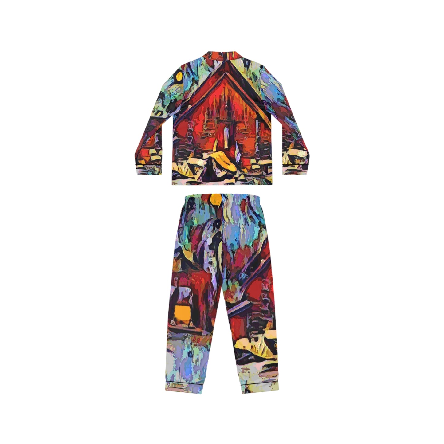 Women's Satin Pajamas (AOP) ... A Very Abstract "Mountain Winter Scene" ... Original Works. Copyright Phot's Photo_LODA: Les Objets D'Art. December 2023 ...