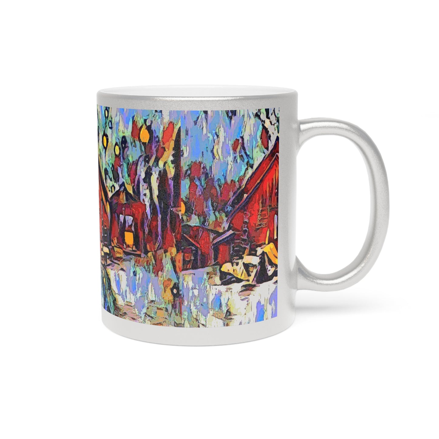 Metallic Mug (Silver\Gold) ... A Very Abstract "Mountain Winter Scene" ... Original Works. Copyright Phot's Photo_LODA: Les Objets D'Art. December 2023 ...
