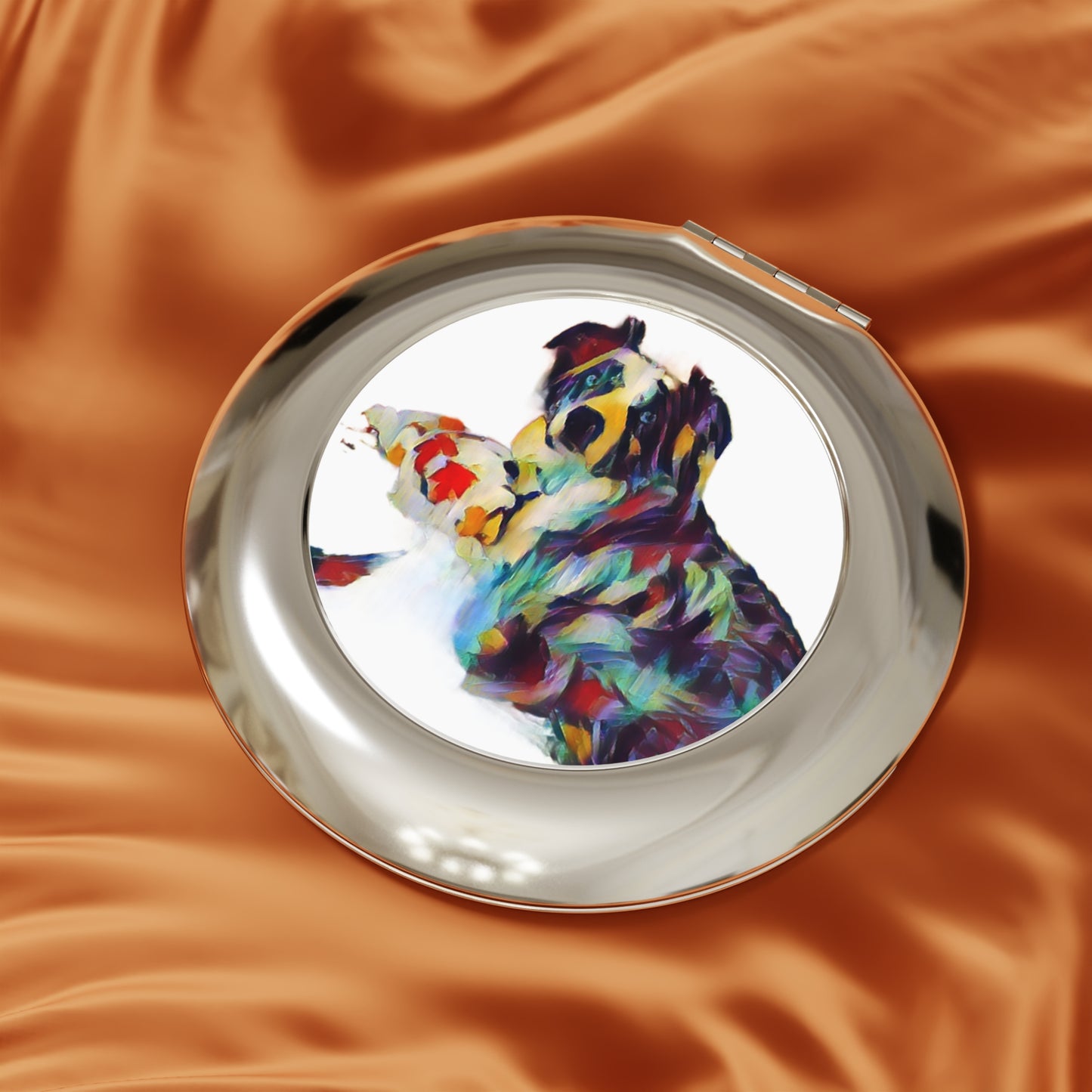 Compact Travel Mirror ... Ozzy-Hippensteel ... "Don't Cry Now ... Dry-Your-Eyes ... On-The-Wind". Original Works. May 2023.