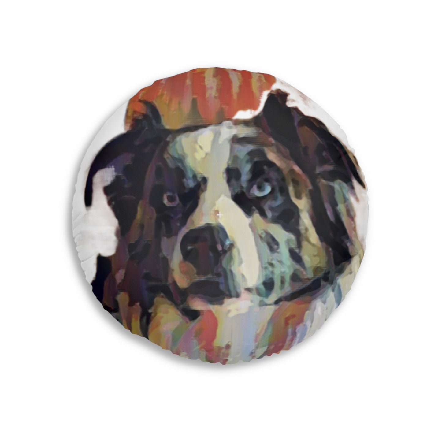 Tufted Floor Pillow, Round ... Ozzy-Hippensteel ... "Don't Cry Now ... Dry-Your-Eyes ... On-The-Wind". Original Works. May 2023.
