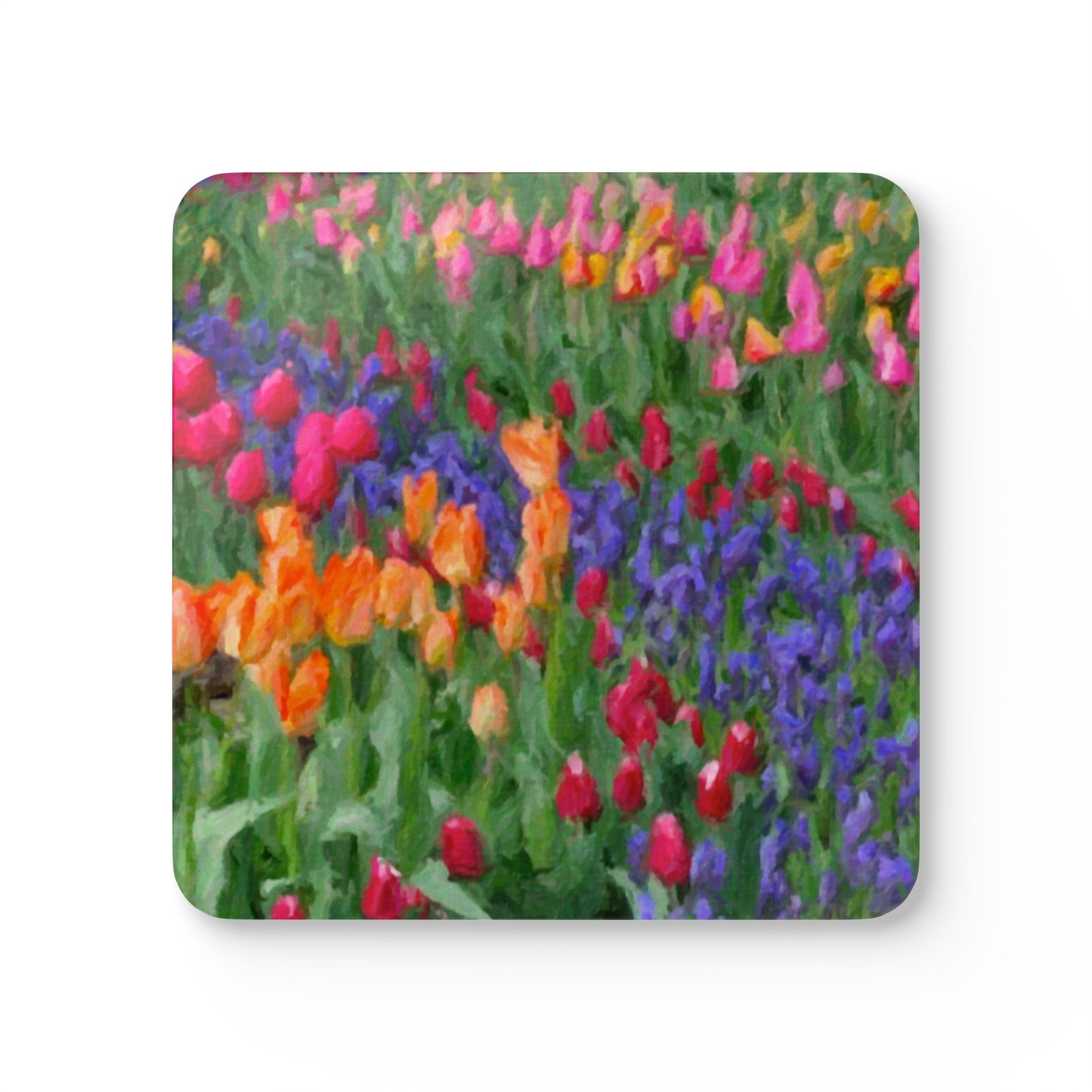 Corkwood Coaster Set ... Skagit Valley Tulips ... Skagit Valley, Washington ... Family Archives ... Original Works ... Circa 1980's ...