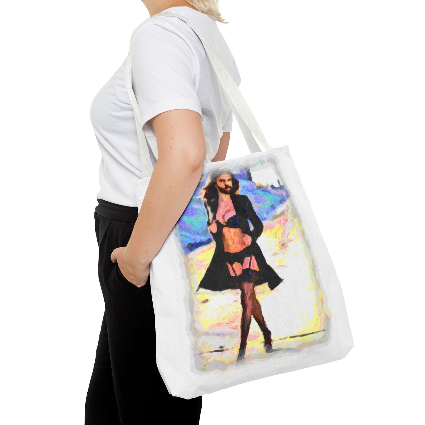 Tote Bag (AOP) ... The Low Spark of High_HEELED_Boys ... 'Garterbelt & Bra Inclusive!' ... Original Works ...