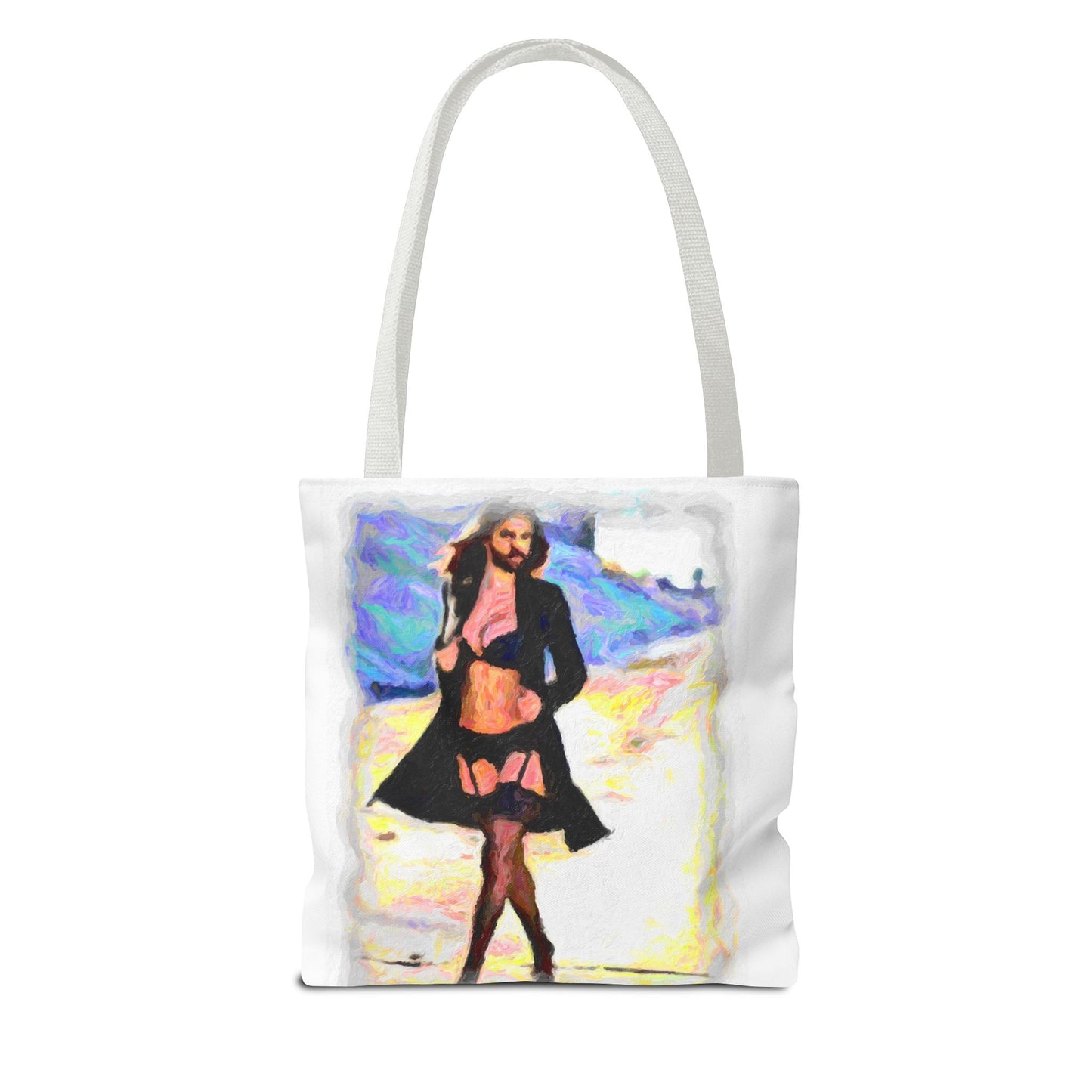 Tote Bag (AOP) ... The Low Spark of High_HEELED_Boys ... 'Garterbelt & Bra Inclusive!' ... Original Works ...