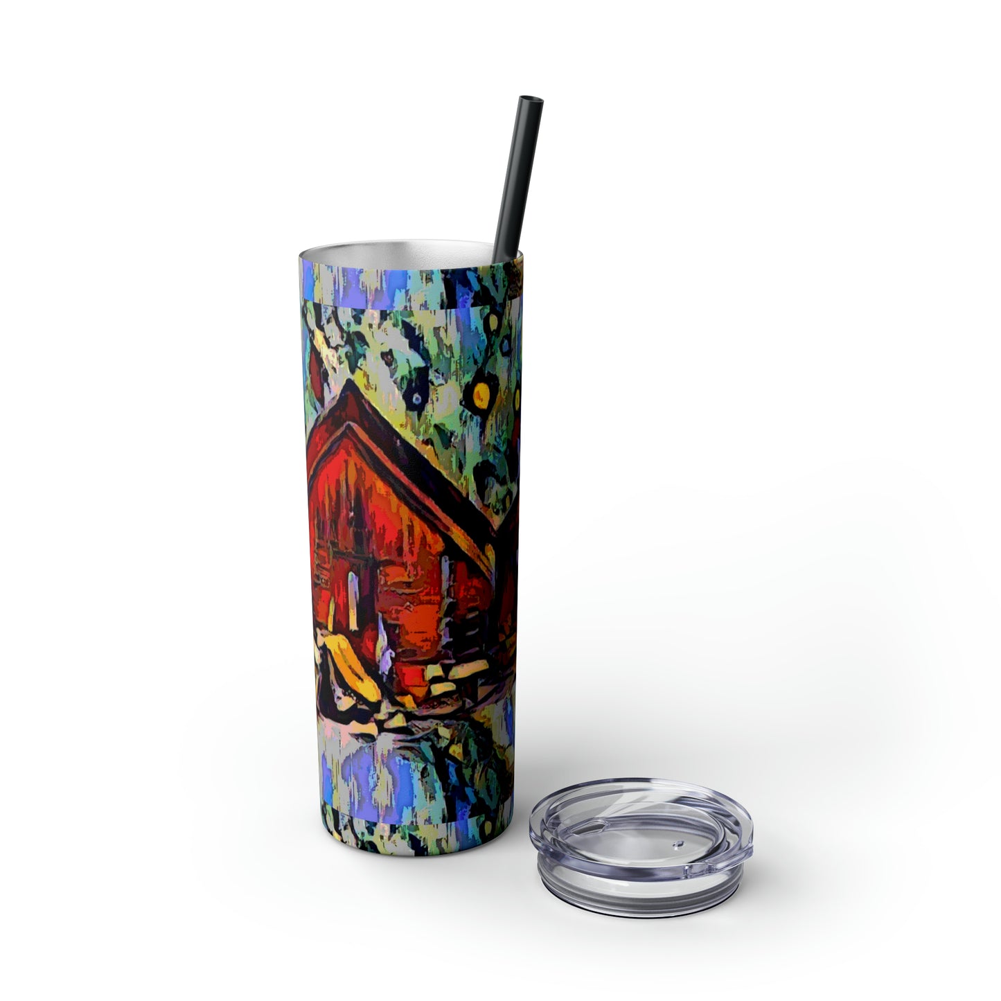 Skinny Tumbler with Straw, 20oz ... A Very Abstract "Mountain Winter Scene" ... Original Works. Copyright Phot's Photo_LODA: Les Objets D'Art. December 2023 ...