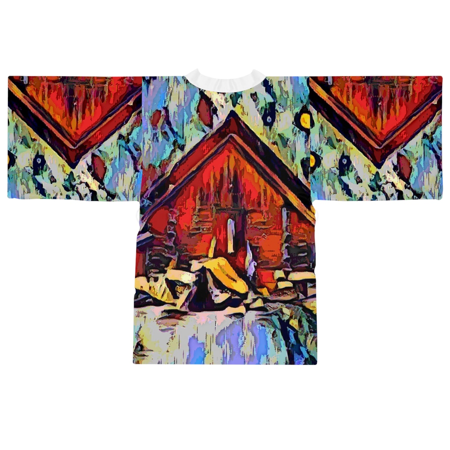 Long Sleeve Kimono Robe (AOP) ... A Very Abstract "Mountain Winter Scene" ... Original Works. Copyright Phot's Photo_LODA: Les Objets D'Art. December 2023 ...