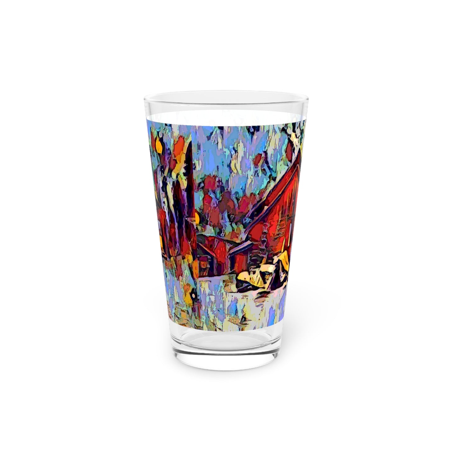 Pint Glass, 16oz ... A Very Abstract "Mountain Winter Scene" ... Original Works. Copyright Phot's Photo_LODA: Les Objets D'Art. December 2023 ...