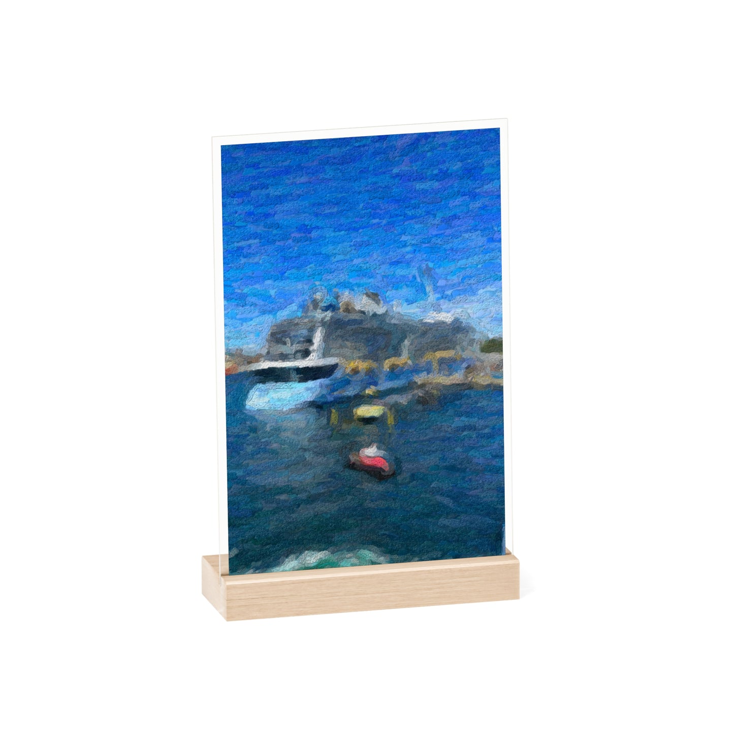 Acrylic Sign with Wooden Stand ... Into Vancouver Harbor We Arrive: Celebrity Edge-Cruise ... Vancouver, British Columbia ... June 2024 ... Original Works