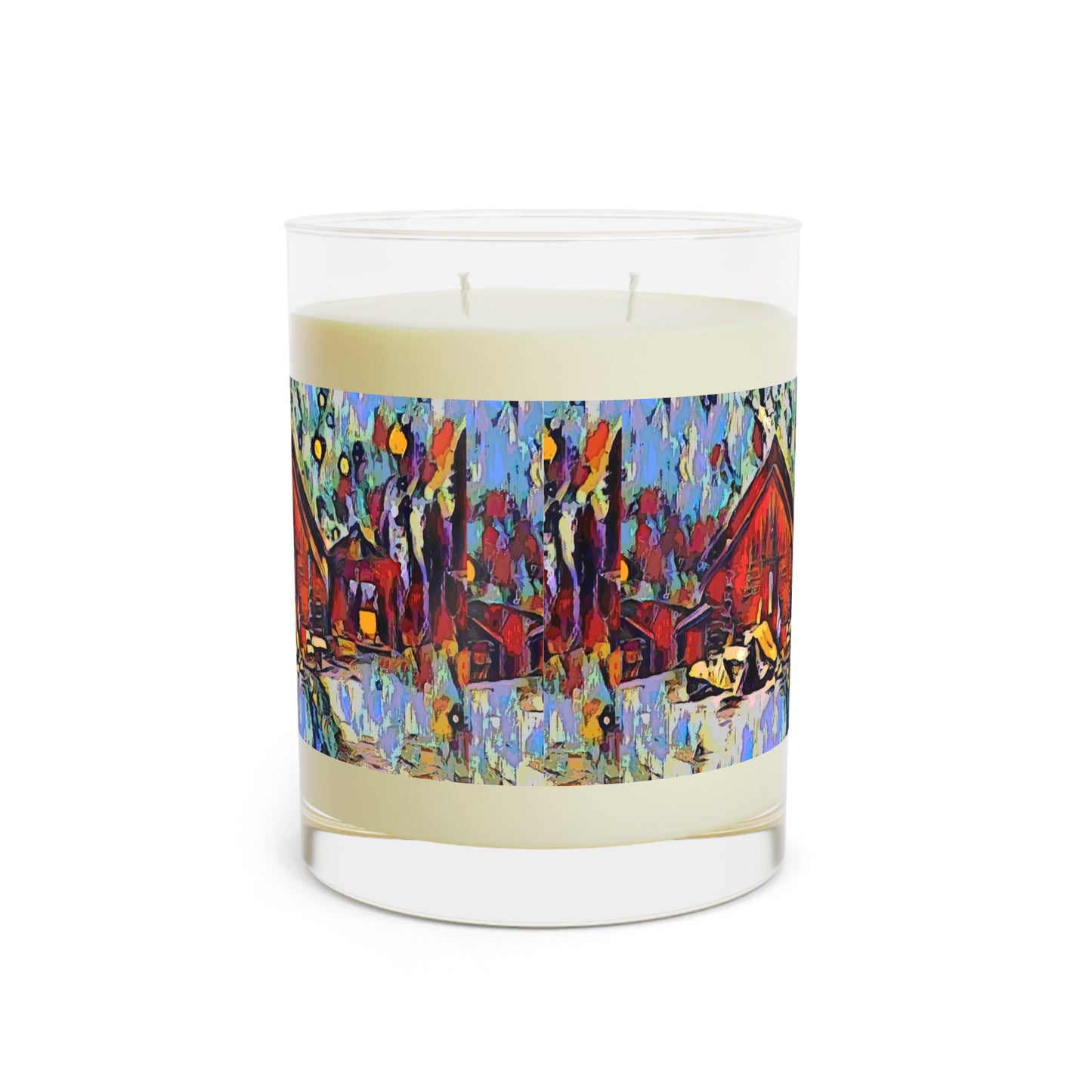 Scented Candle - Full Glass, 11oz ... A Very Abstract "Mountain Winter Scene" ... Original Works. Copyright Phot's Photo_LODA: Les Objets D'Art. December 2023 ...