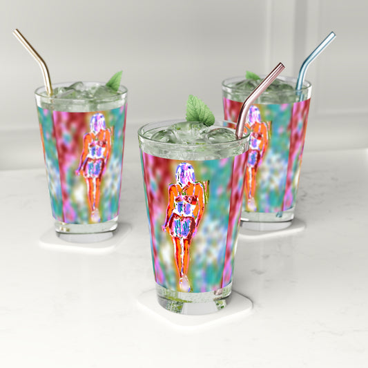 Pint Glass, 16oz ... I'll Walk 'A-Hundred-Miles' In Stilettos ... Original Works ... June 2023. Central Idaho, USA ...