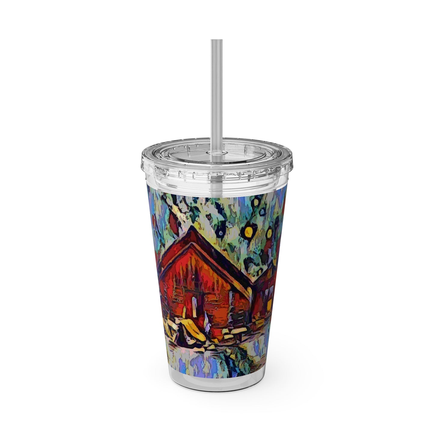 Sunsplash Tumbler with Straw, 16oz ... A Very Abstract "Mountain Winter Scene" ... Original Works. Copyright Phot's Photo_LODA: Les Objets D'Art. December 2023 ...