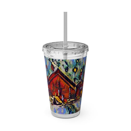 Sunsplash Tumbler with Straw, 16oz ... A Very Abstract "Mountain Winter Scene" ... Original Works. Copyright Phot's Photo_LODA: Les Objets D'Art. December 2023 ...