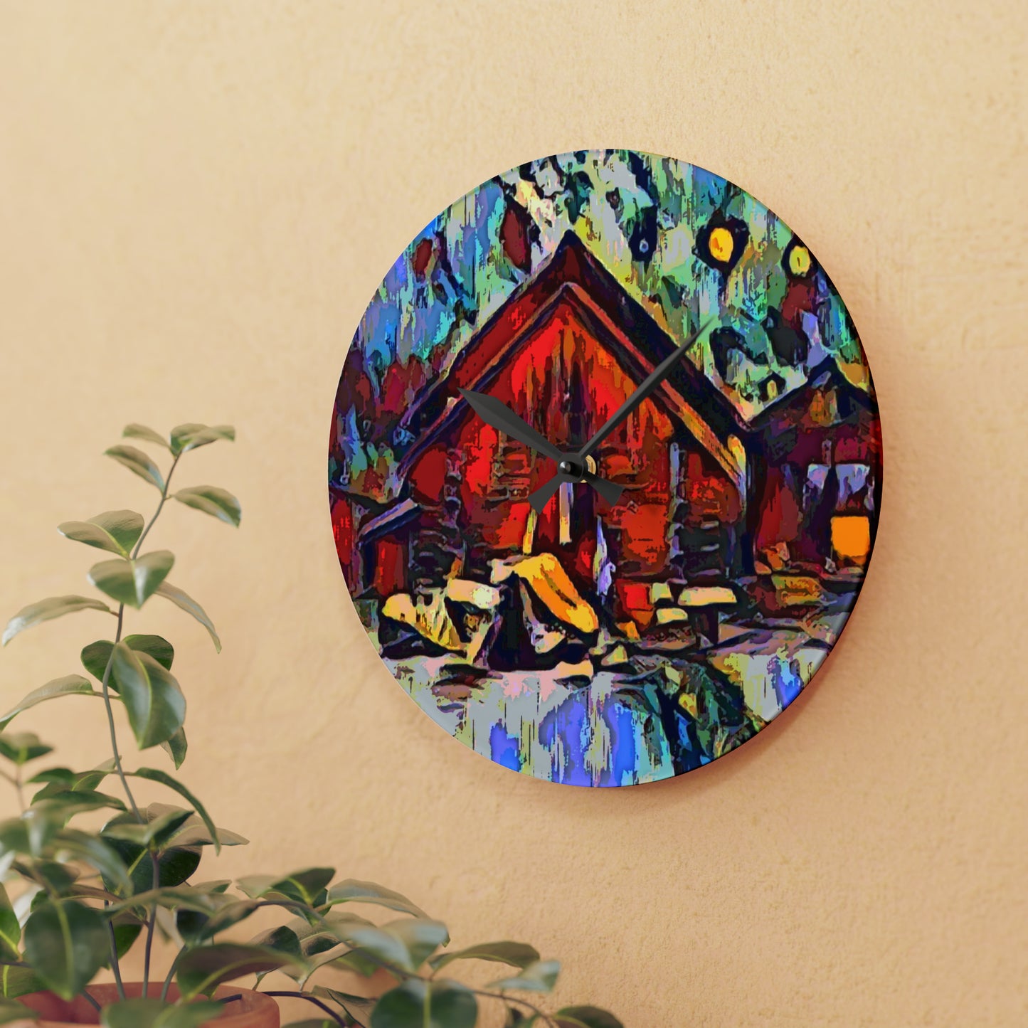 Acrylic Wall Clock ... A Very Abstract "Mountain Winter Scene" ... Original Works. Copyright Phot's Photo_LODA: Les Objets D'Art. December 2023 ...