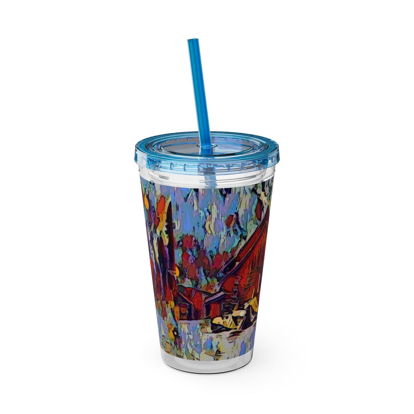 Sunsplash Tumbler with Straw, 16oz ... A Very Abstract "Mountain Winter Scene" ... Original Works. Copyright Phot's Photo_LODA: Les Objets D'Art. December 2023 ...