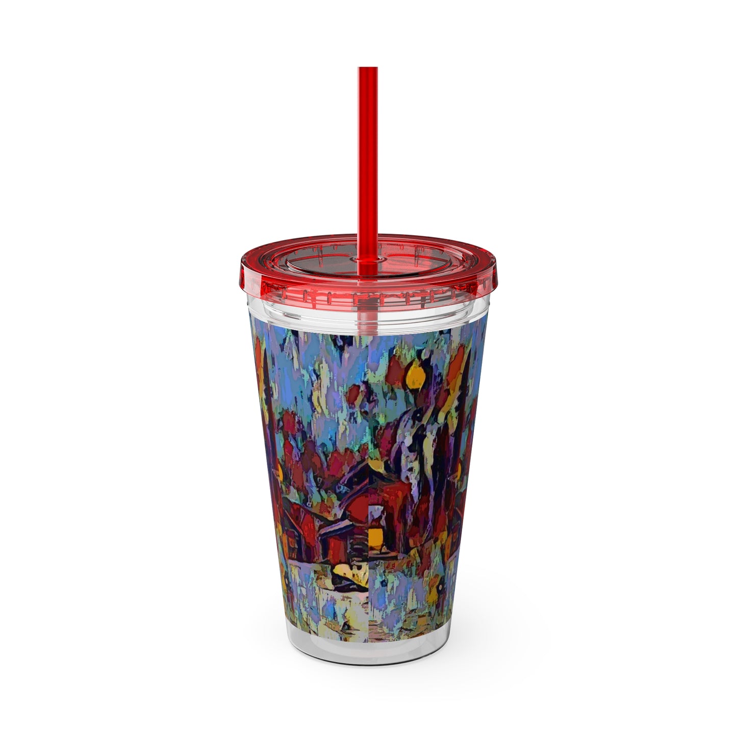 Sunsplash Tumbler with Straw, 16oz ... A Very Abstract "Mountain Winter Scene" ... Original Works. Copyright Phot's Photo_LODA: Les Objets D'Art. December 2023 ...